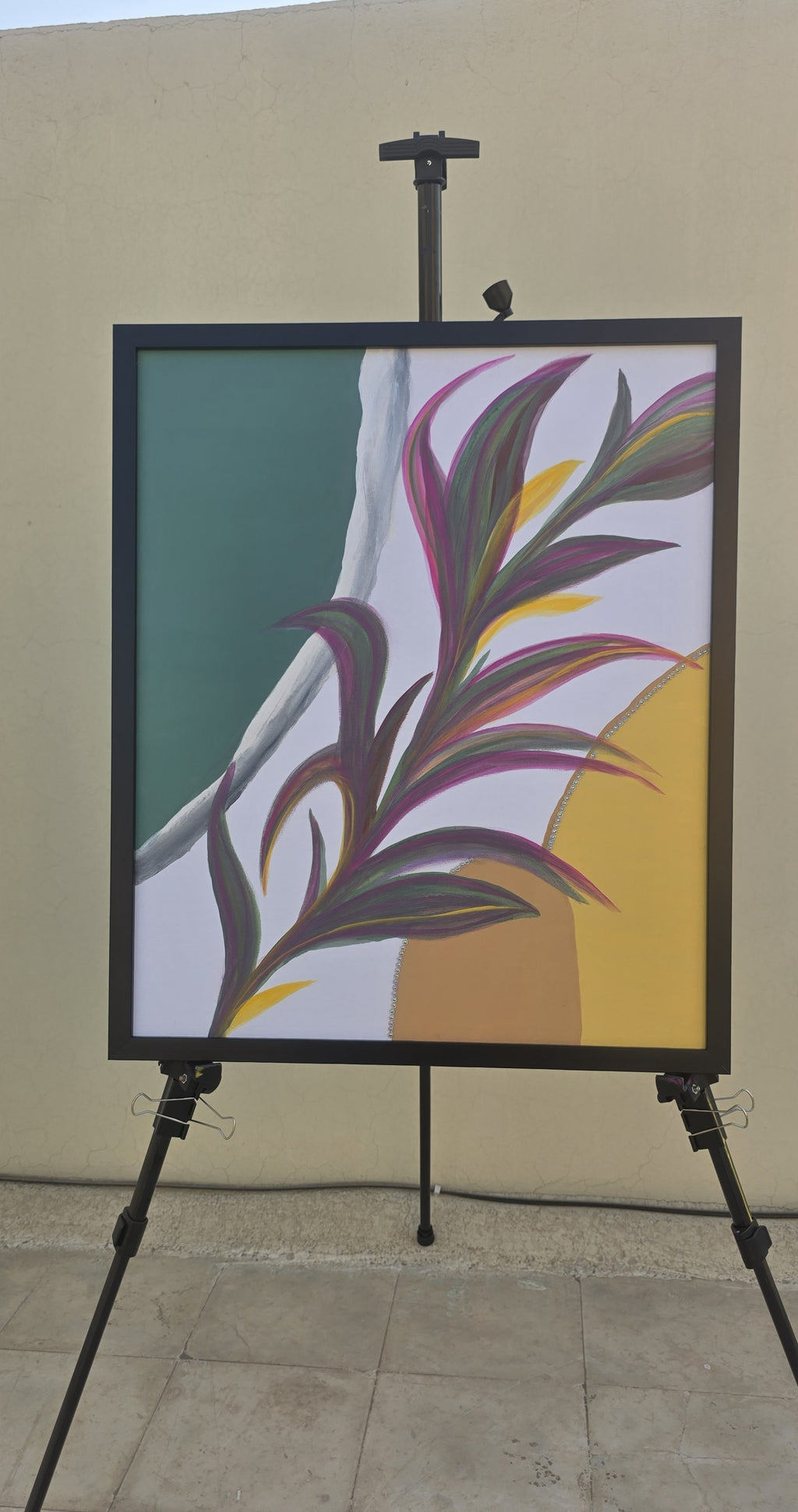 Ripples and Reeds - Acrylic Botanical/Abstract Painting (53*56 cm/21*22in)