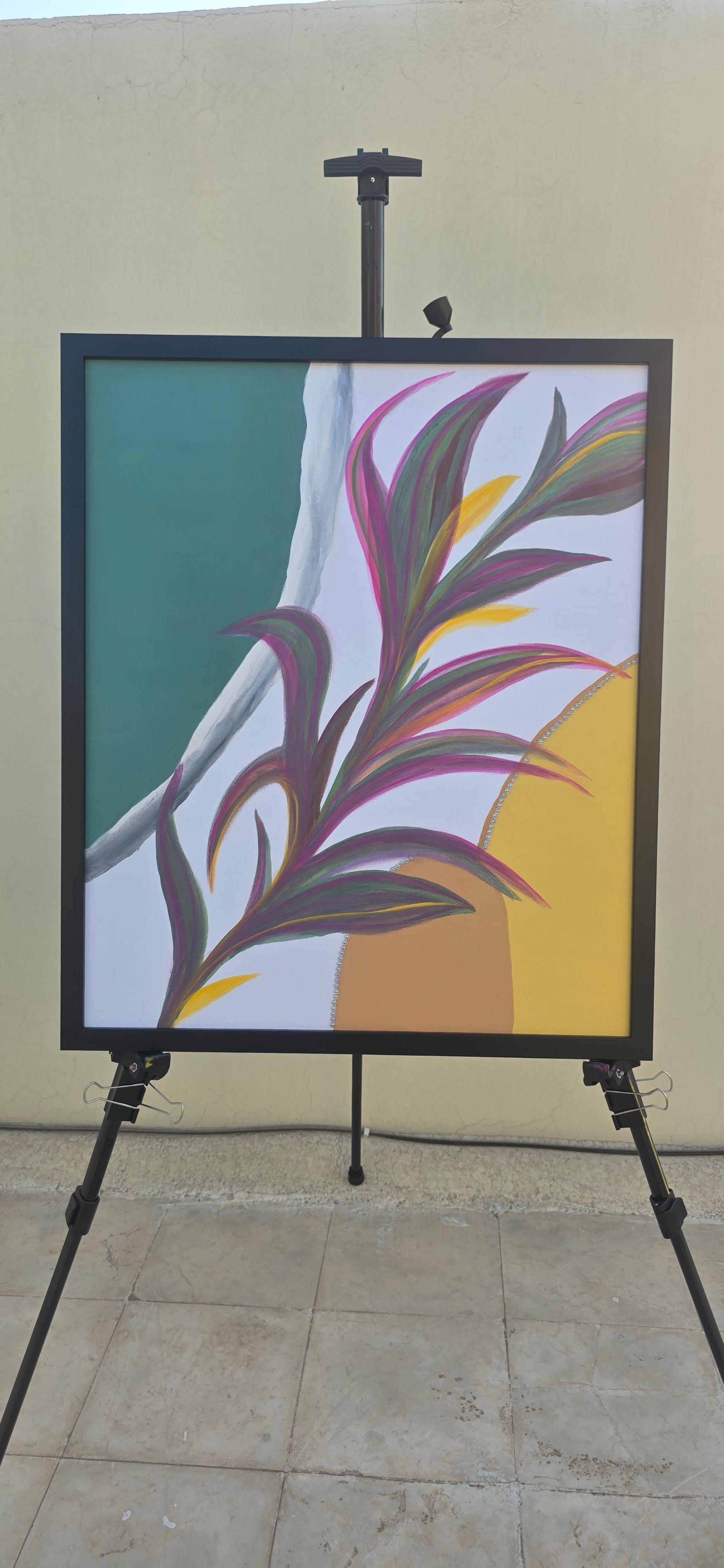 Ripples and Reeds - Acrylic Botanical/Abstract Painting (53*56 cm/21*22in)