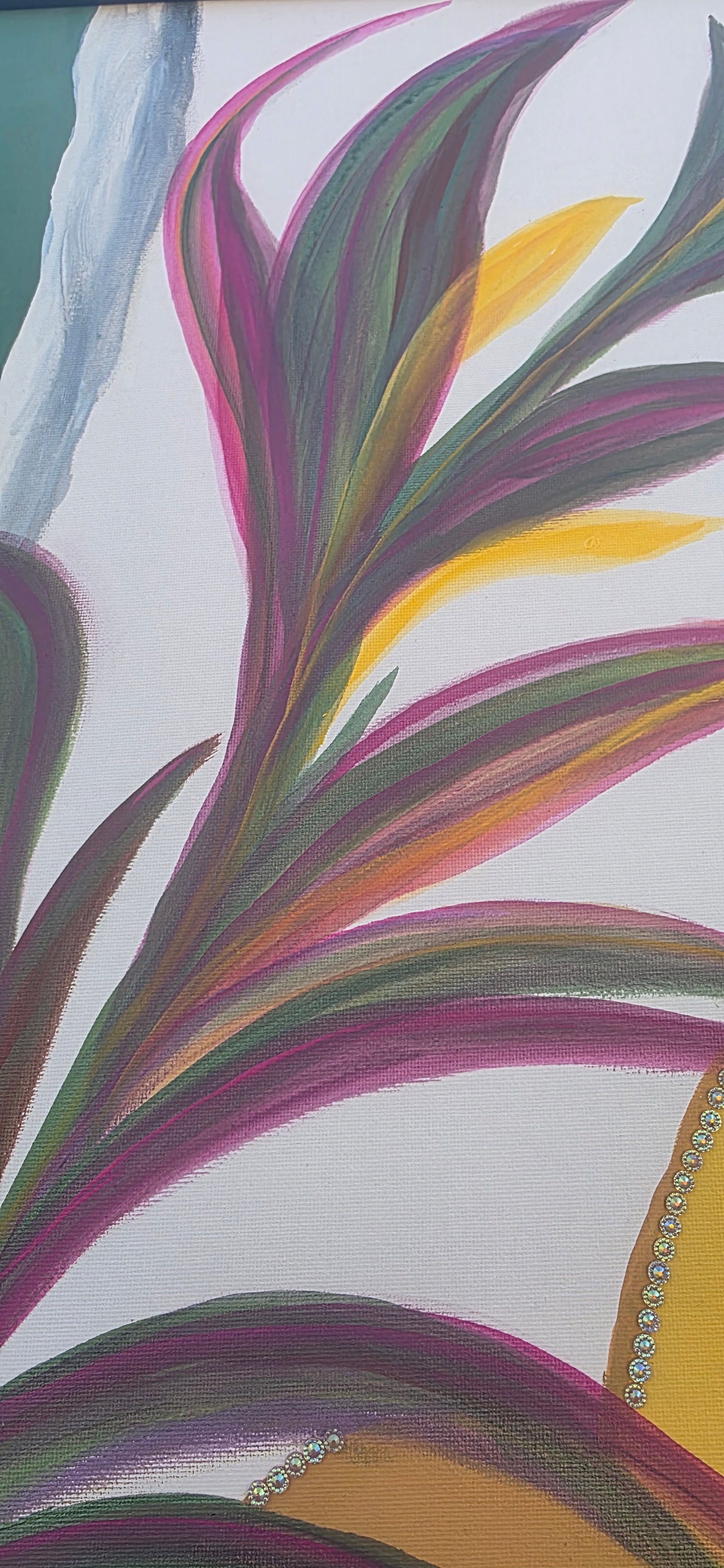 Ripples and Reeds - Acrylic Botanical/Abstract Painting (53*56 cm/21*22in)