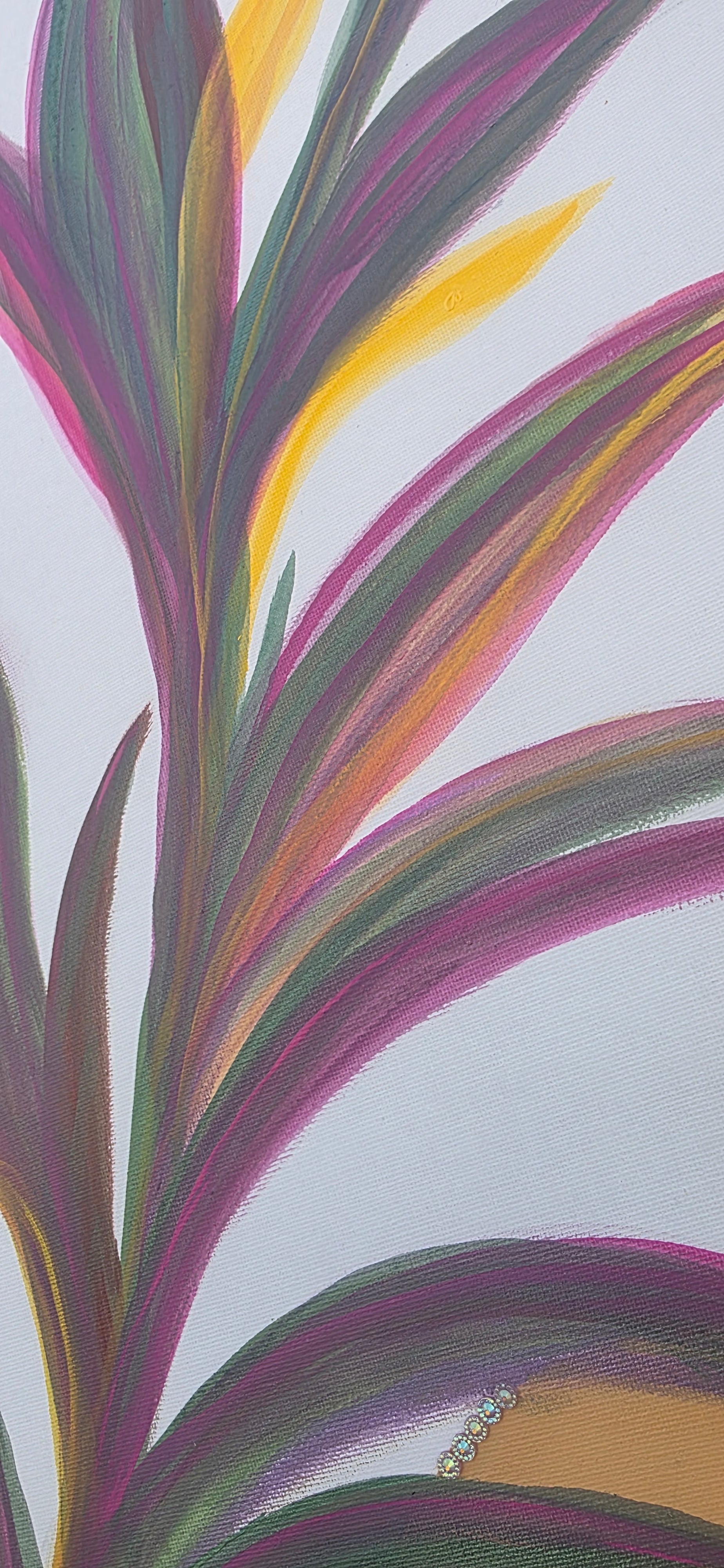 Ripples and Reeds - Acrylic Botanical/Abstract Painting (53*56 cm/21*22in)