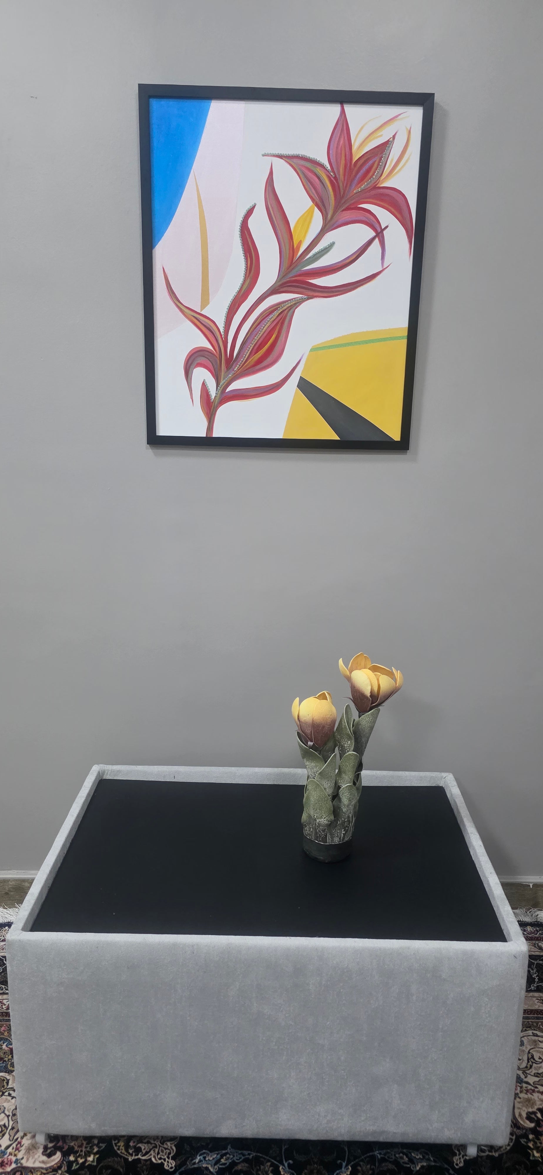 Heliconia Bloom - Abstract Flower Acrylic Painting, (68*57 cm / 27*22 in)