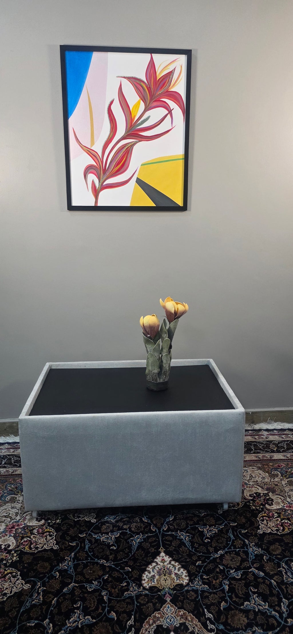 Heliconia Bloom - Abstract Flower Acrylic Painting, (68*57 cm / 27*22 in)