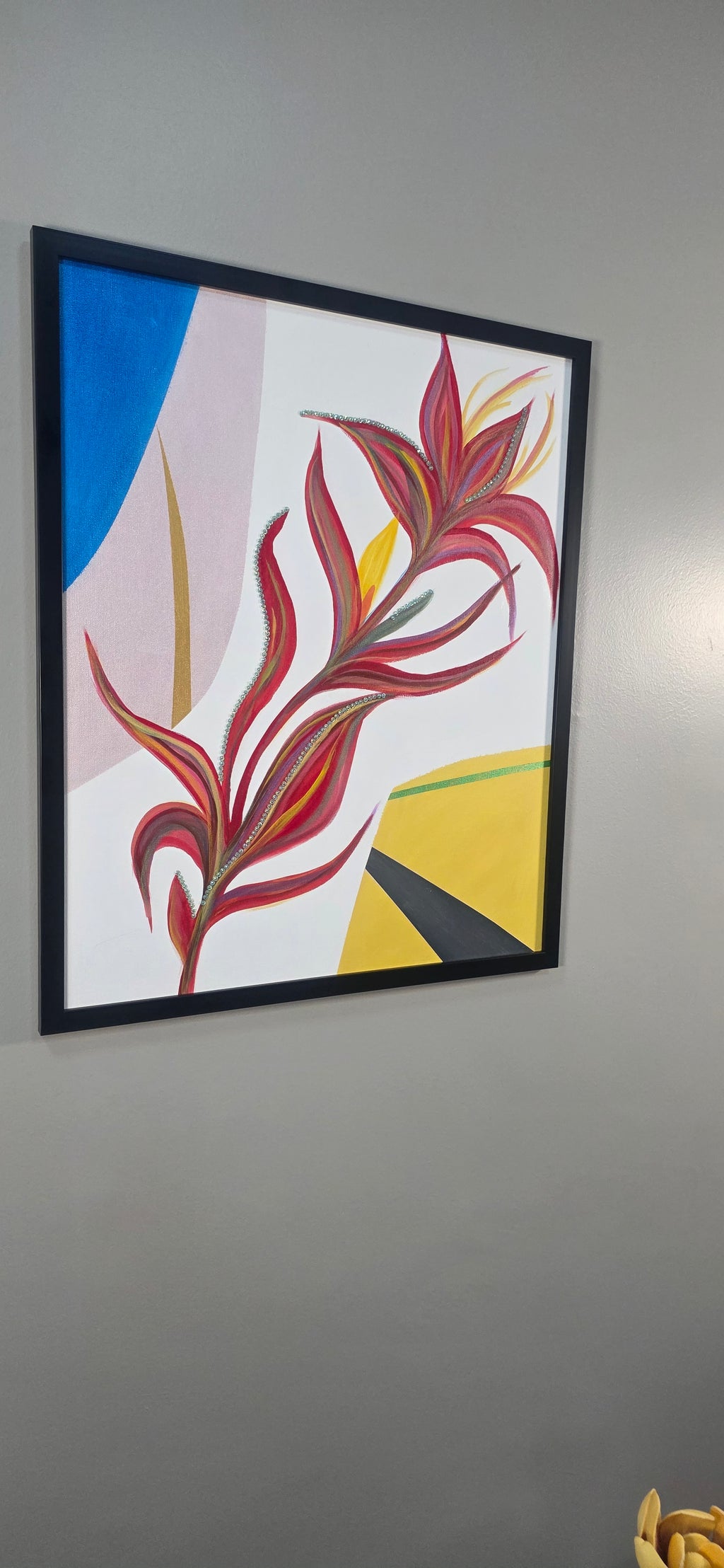 Heliconia Bloom - Abstract Flower Acrylic Painting, (68*57 cm / 27*22 in)