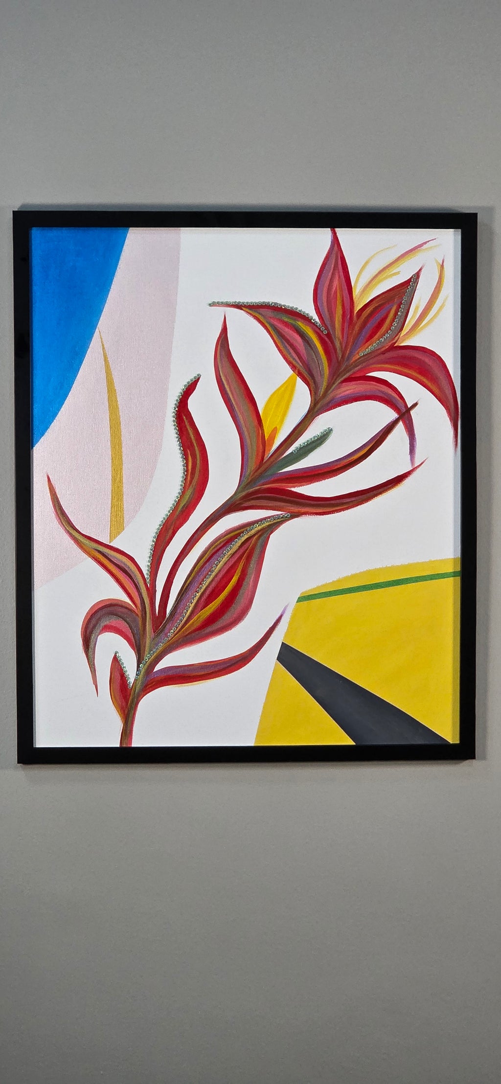 Heliconia Bloom - Abstract Flower Acrylic Painting, (68*57 cm / 27*22 in)