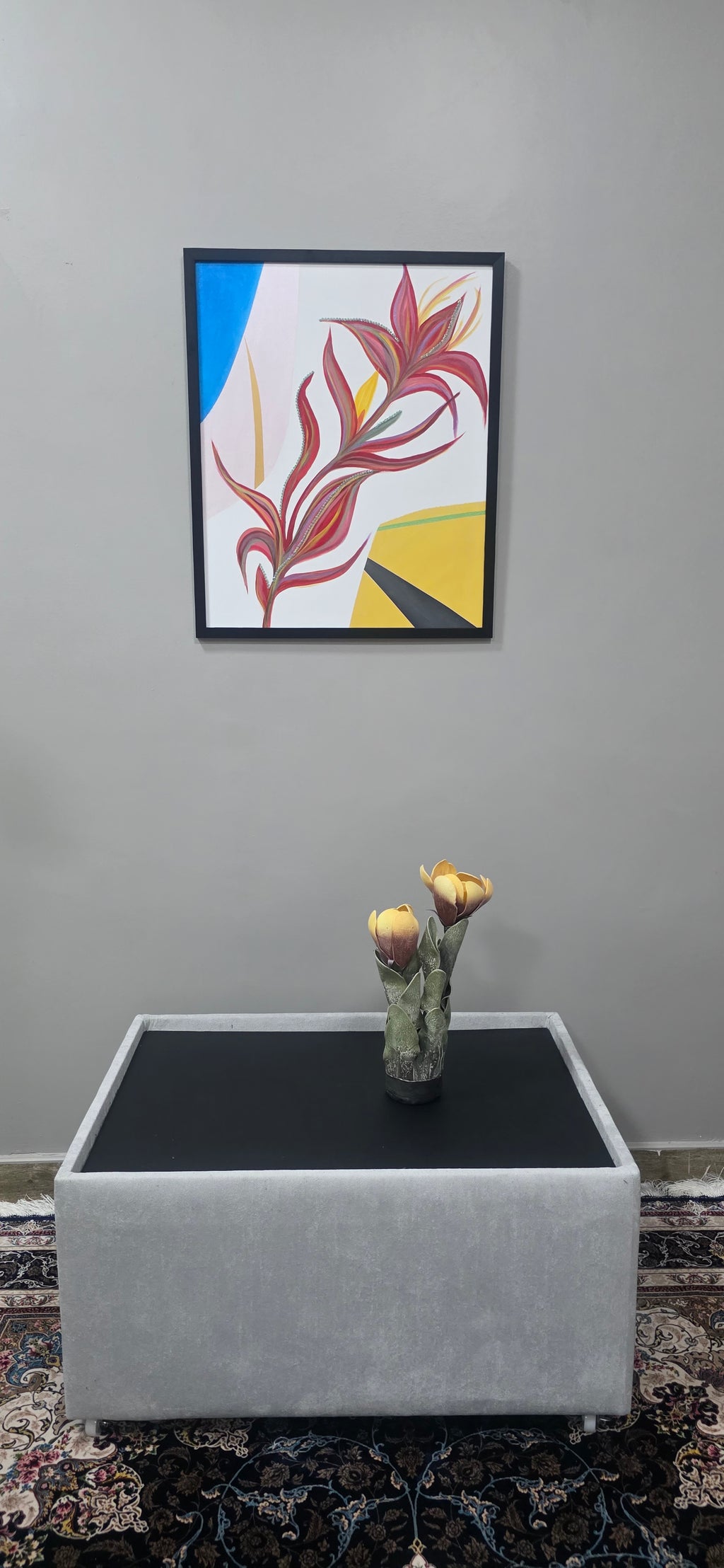 Heliconia Bloom - Abstract Flower Acrylic Painting, (68*57 cm / 27*22 in)
