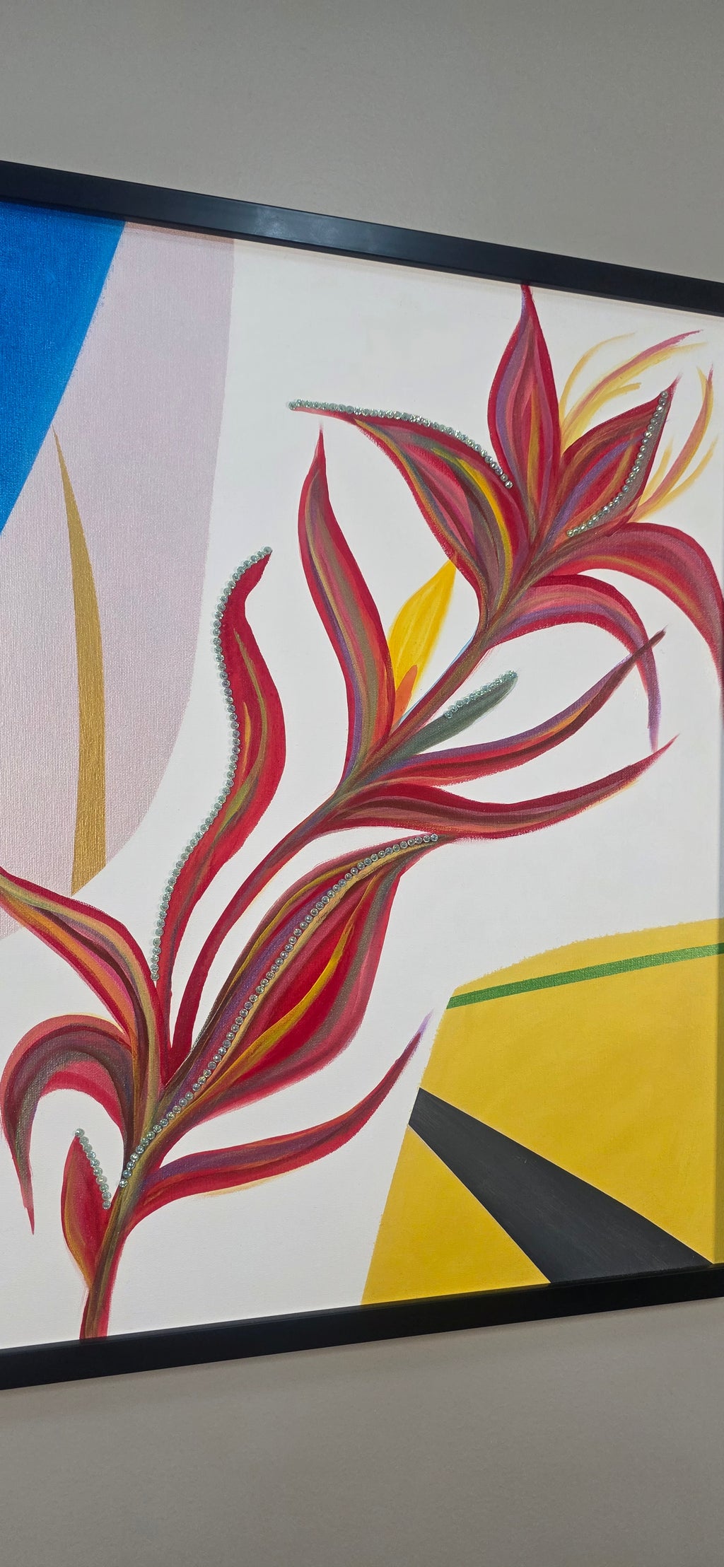 Heliconia Bloom - Abstract Flower Acrylic Painting, (68*57 cm / 27*22 in)
