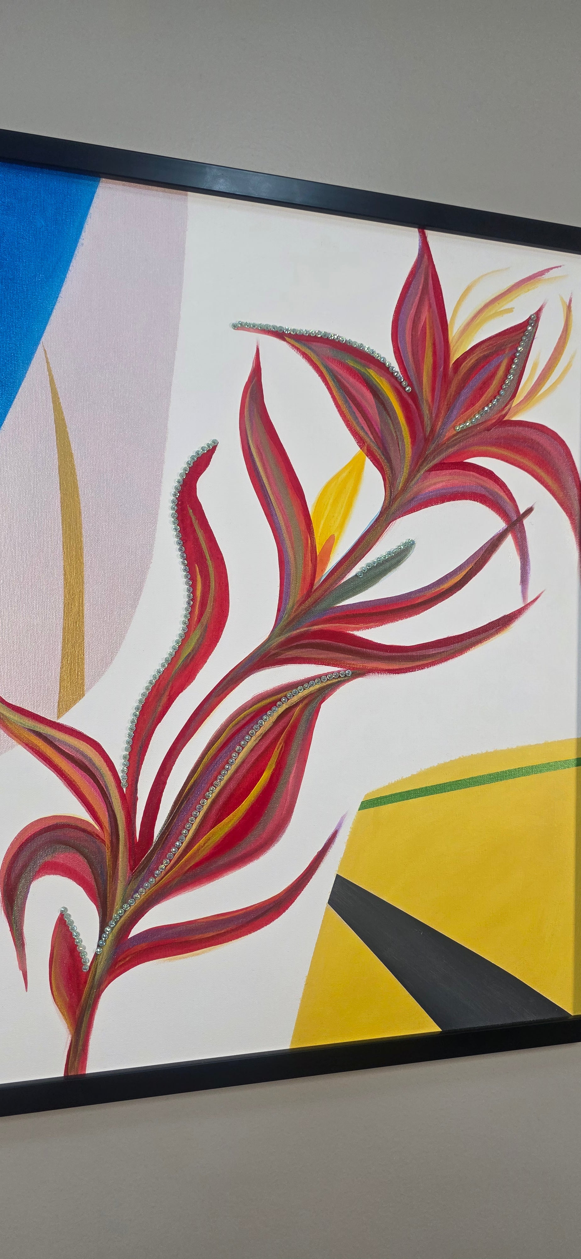 Heliconia Bloom - Abstract Flower Acrylic Painting, (68*57 cm / 27*22 in)