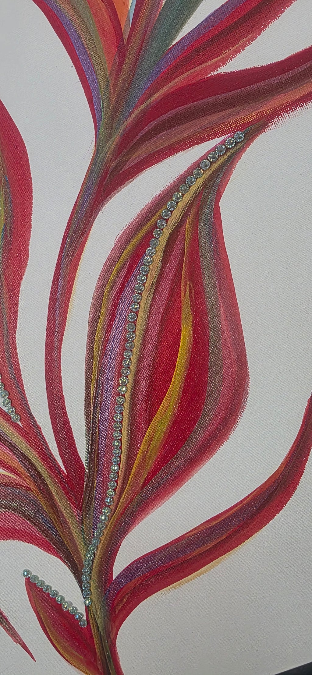 Heliconia Bloom - Abstract Flower Acrylic Painting, (68*57 cm / 27*22 in)