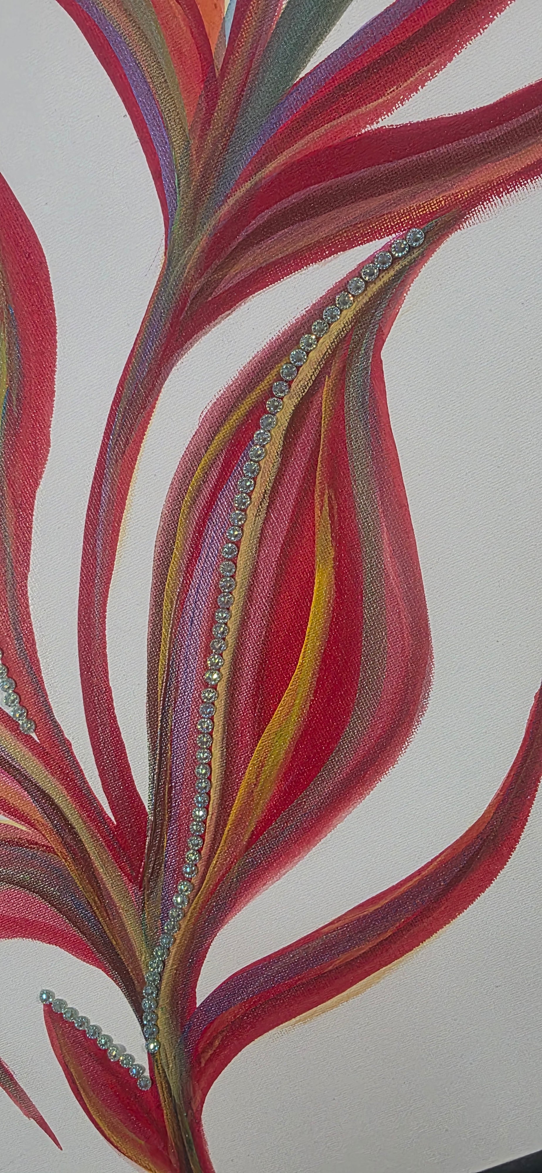 Heliconia Bloom - Abstract Flower Acrylic Painting, (68*57 cm / 27*22 in)