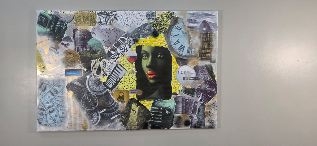 Her Time, Her Story - mixed-media of modern life and private world (60*90 cm/24*35 in)
