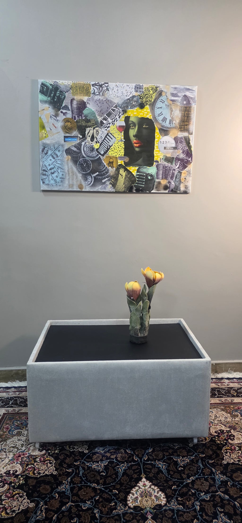 Her Time, Her Story - mixed-media of modern life and private world (60*90 cm/24*35 in)