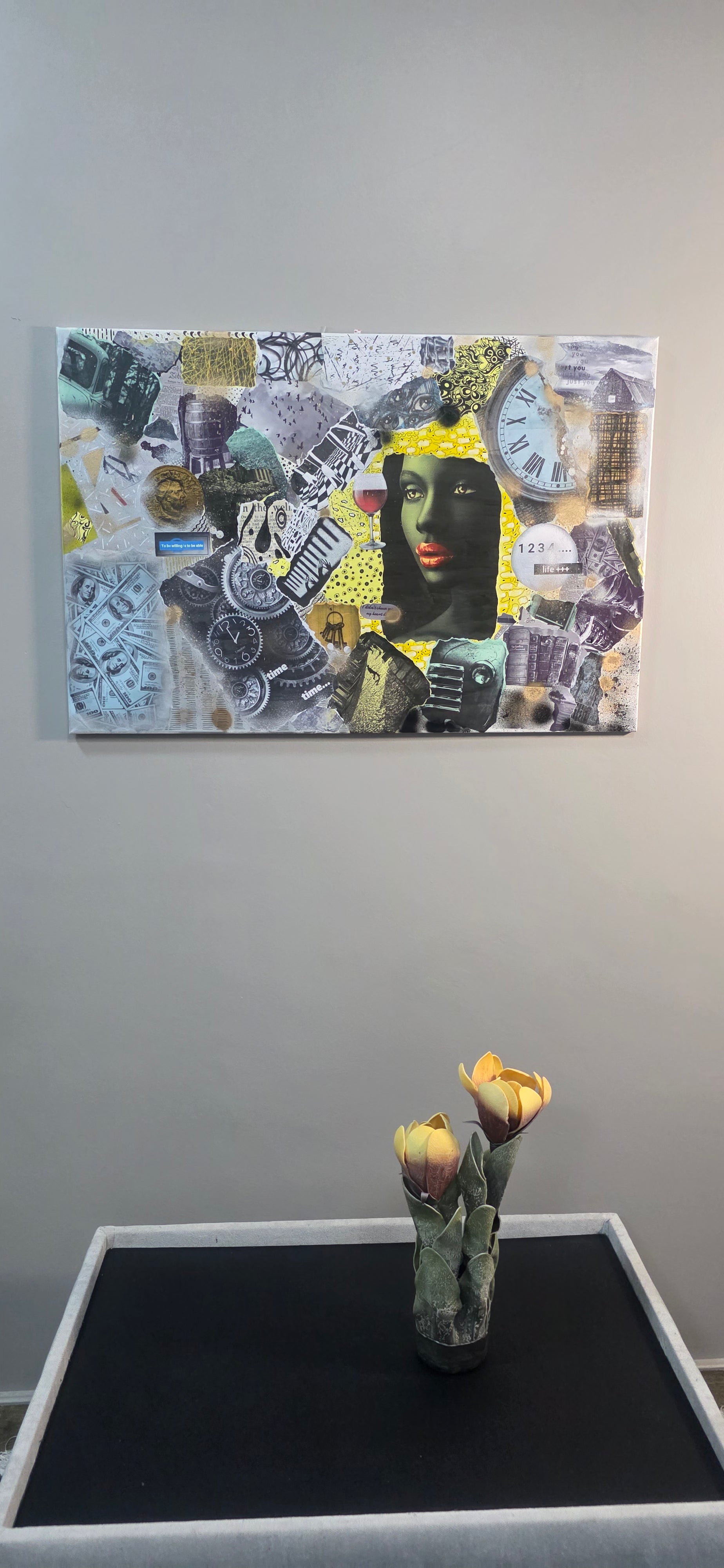 Her Time, Her Story - mixed-media of modern life and private world (60*90 cm/24*35 in)