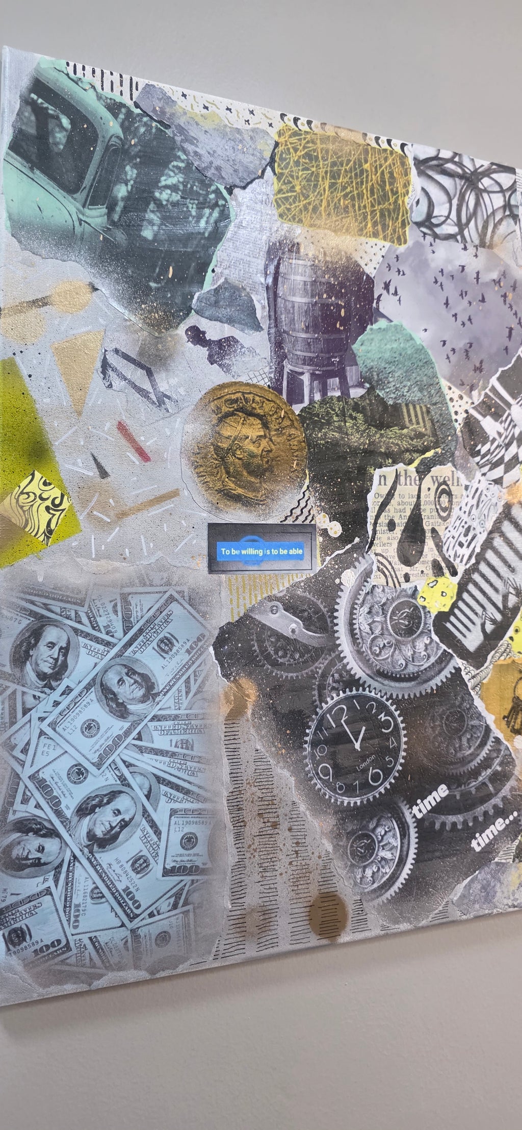 Her Time, Her Story - mixed-media of modern life and private world (60*90 cm/24*35 in)