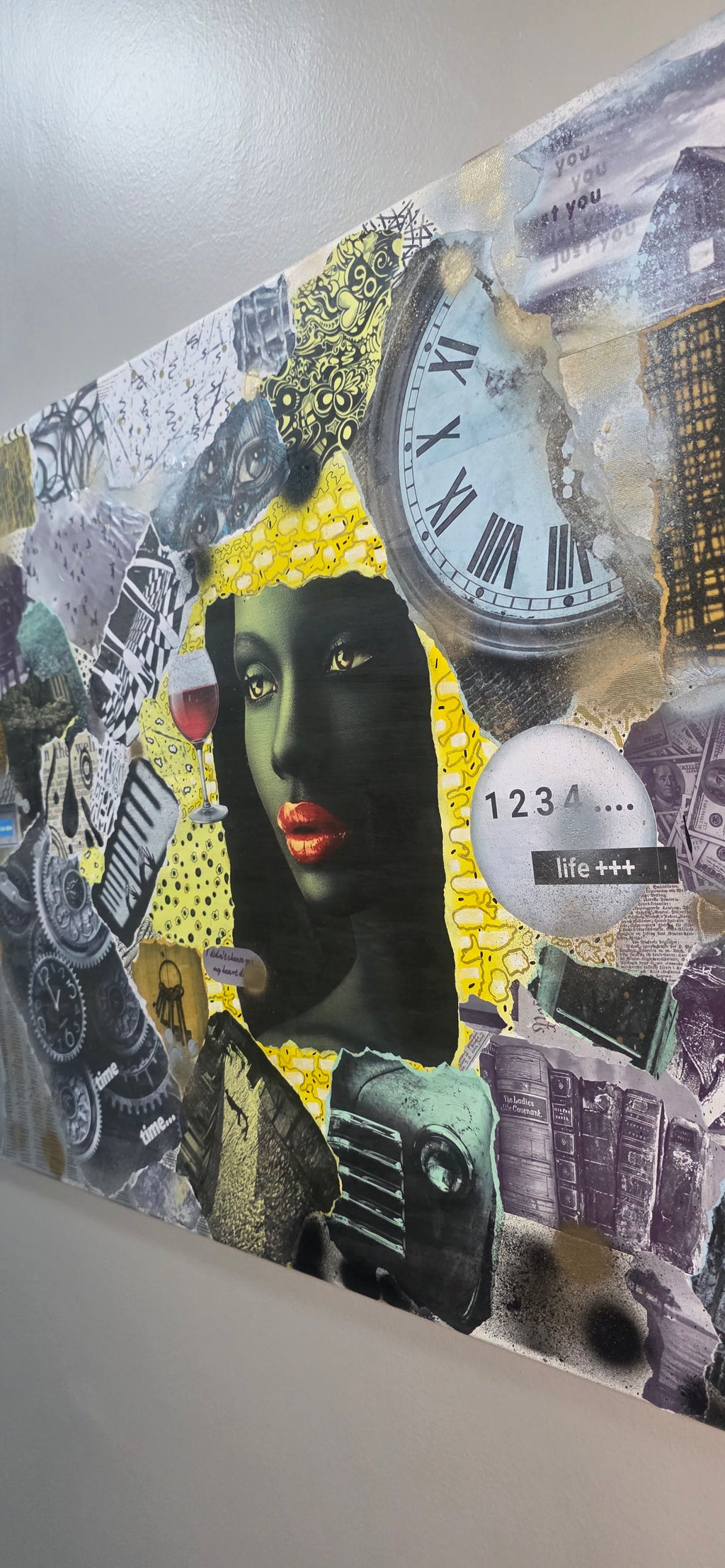 Her Time, Her Story - mixed-media of modern life and private world (60*90 cm/24*35 in)