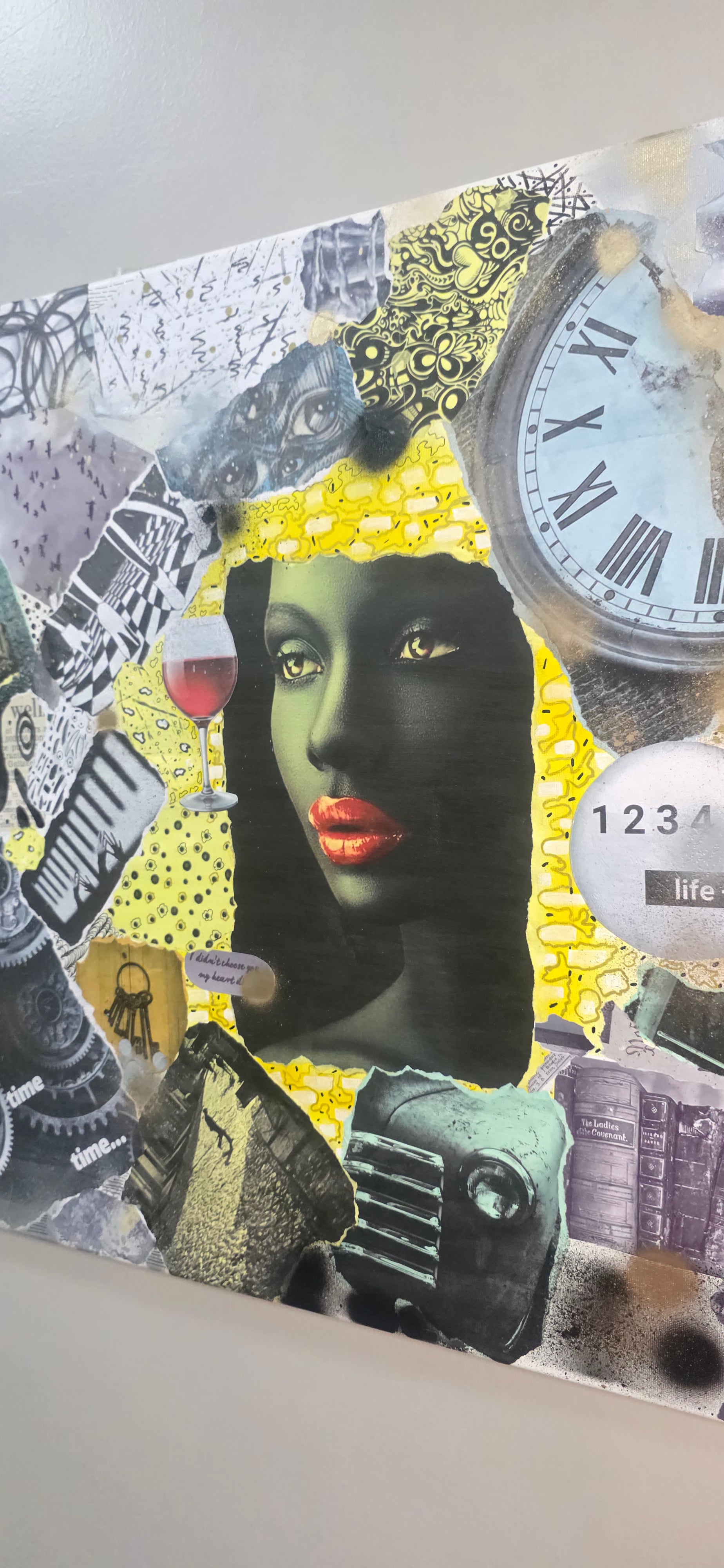 Her Time, Her Story - mixed-media of modern life and private world (60*90 cm/24*35 in)