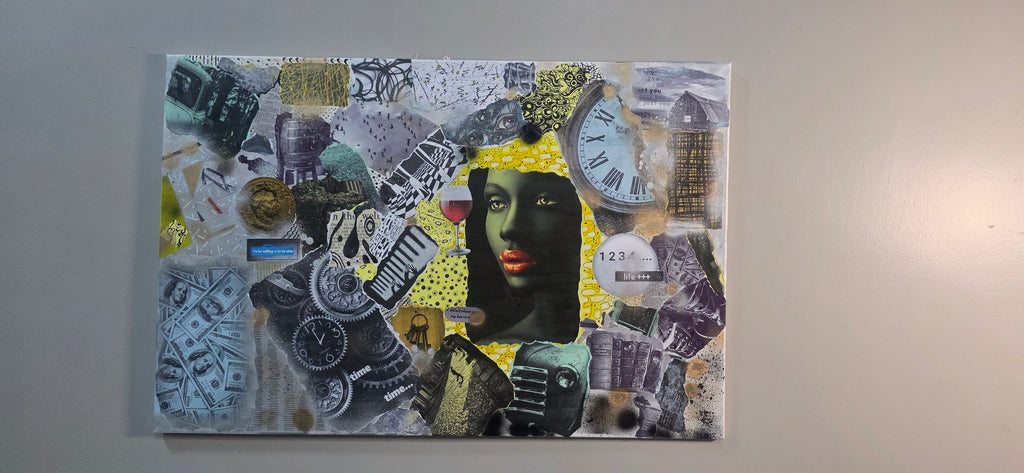 Her Time, Her Story - mixed-media of modern life and private world (60*90 cm/24*35 in)