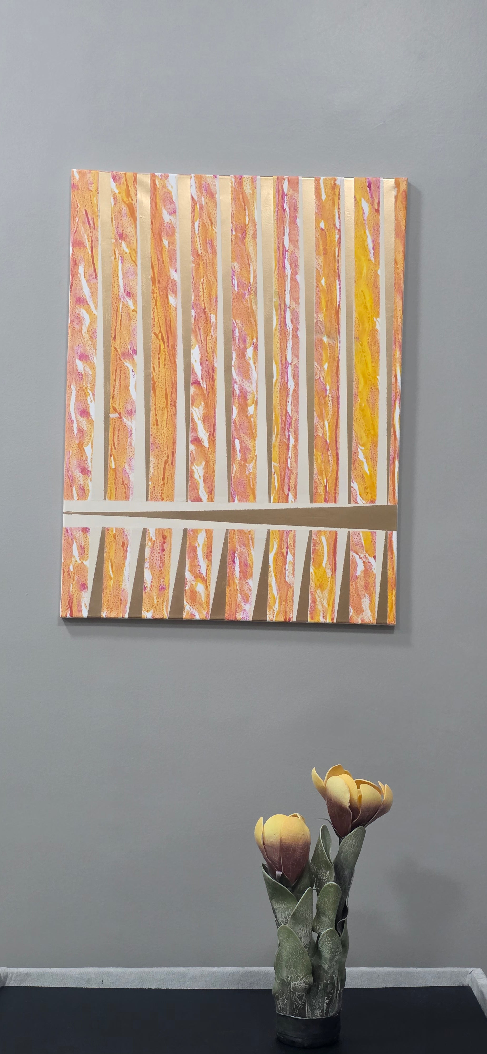 Urban Rhythm – Stripe Abstract Acrylic Painting (60*80 cm/24*31 in)