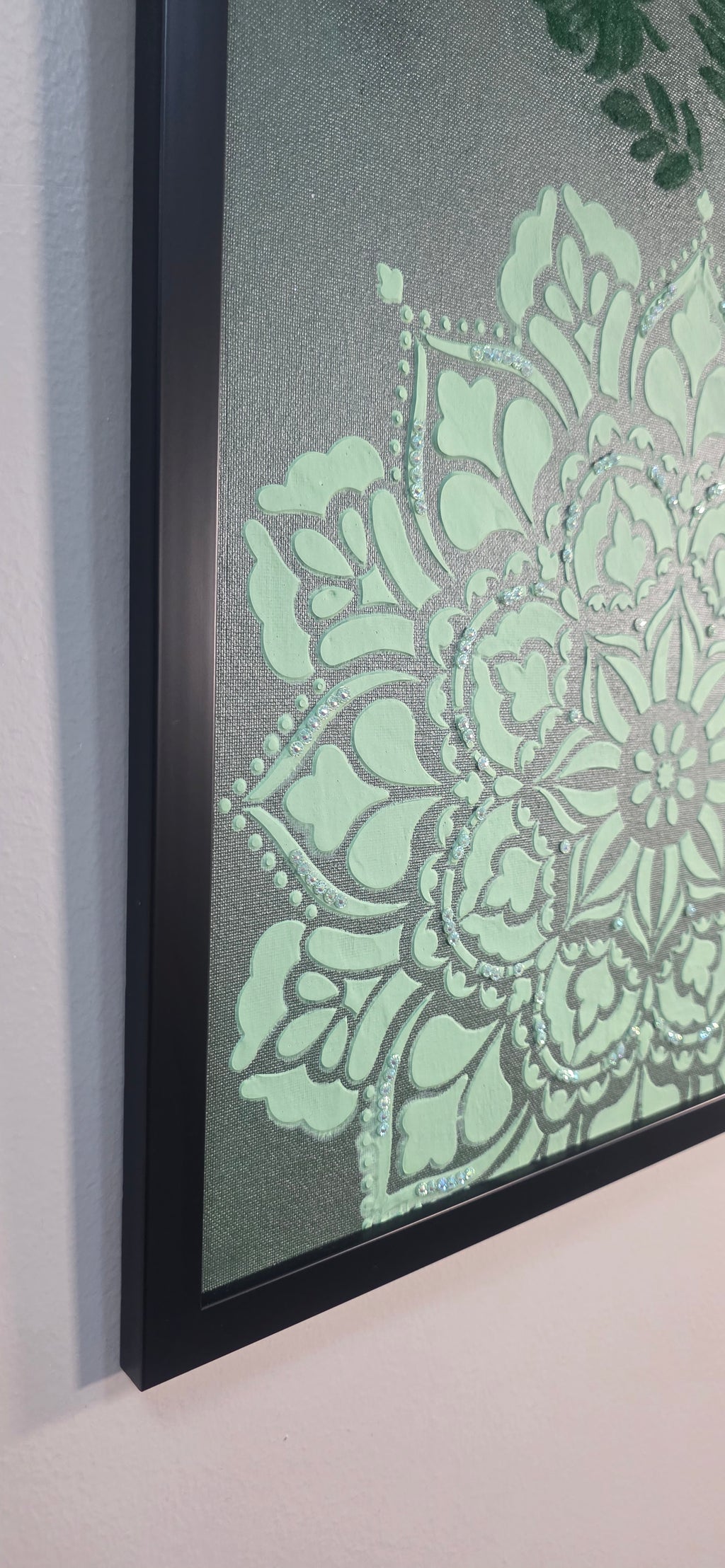 Emerald Mandala Garden – Framed Botanical Mandala Painting, (49*64 cm/19*25 in)