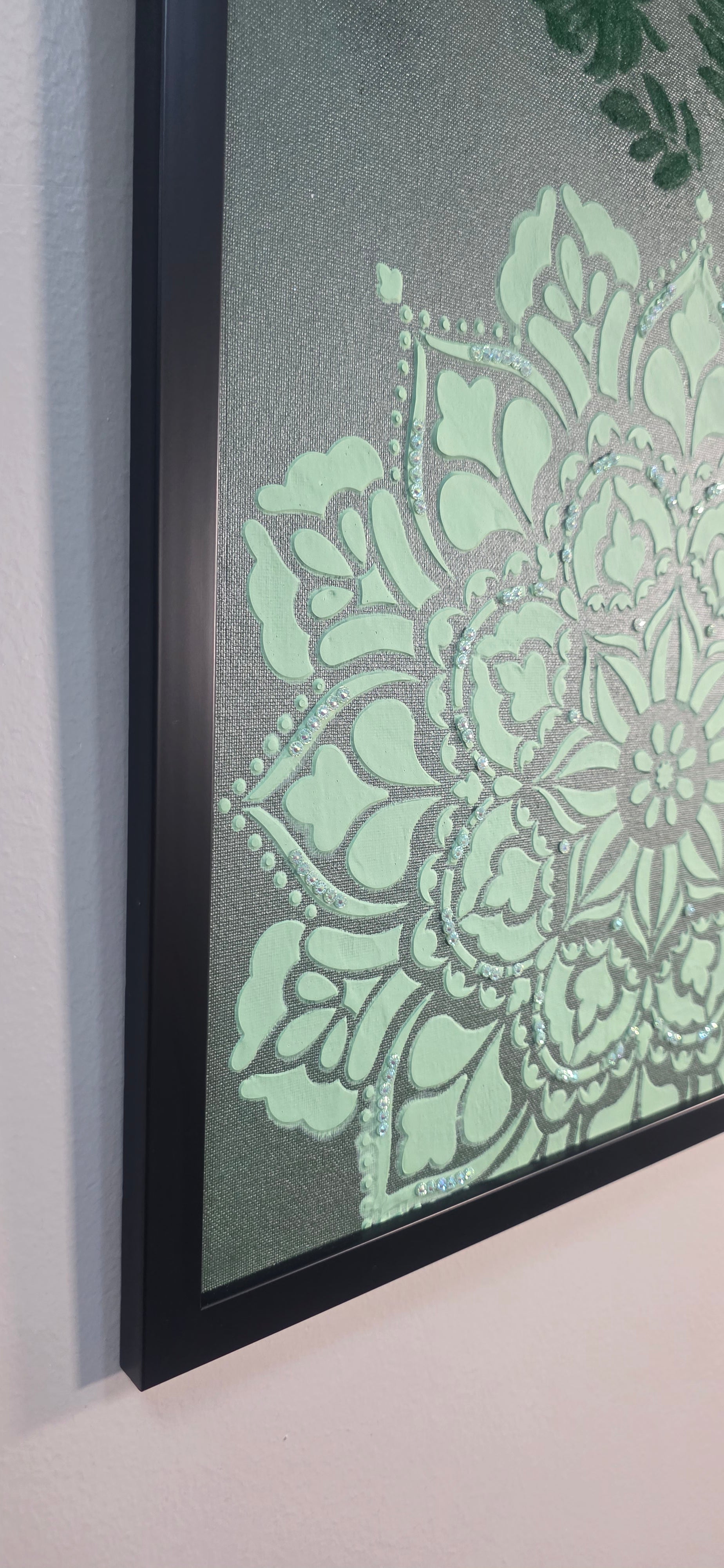 Emerald Mandala Garden – Framed Botanical Mandala Painting, (49*64 cm/19*25 in)