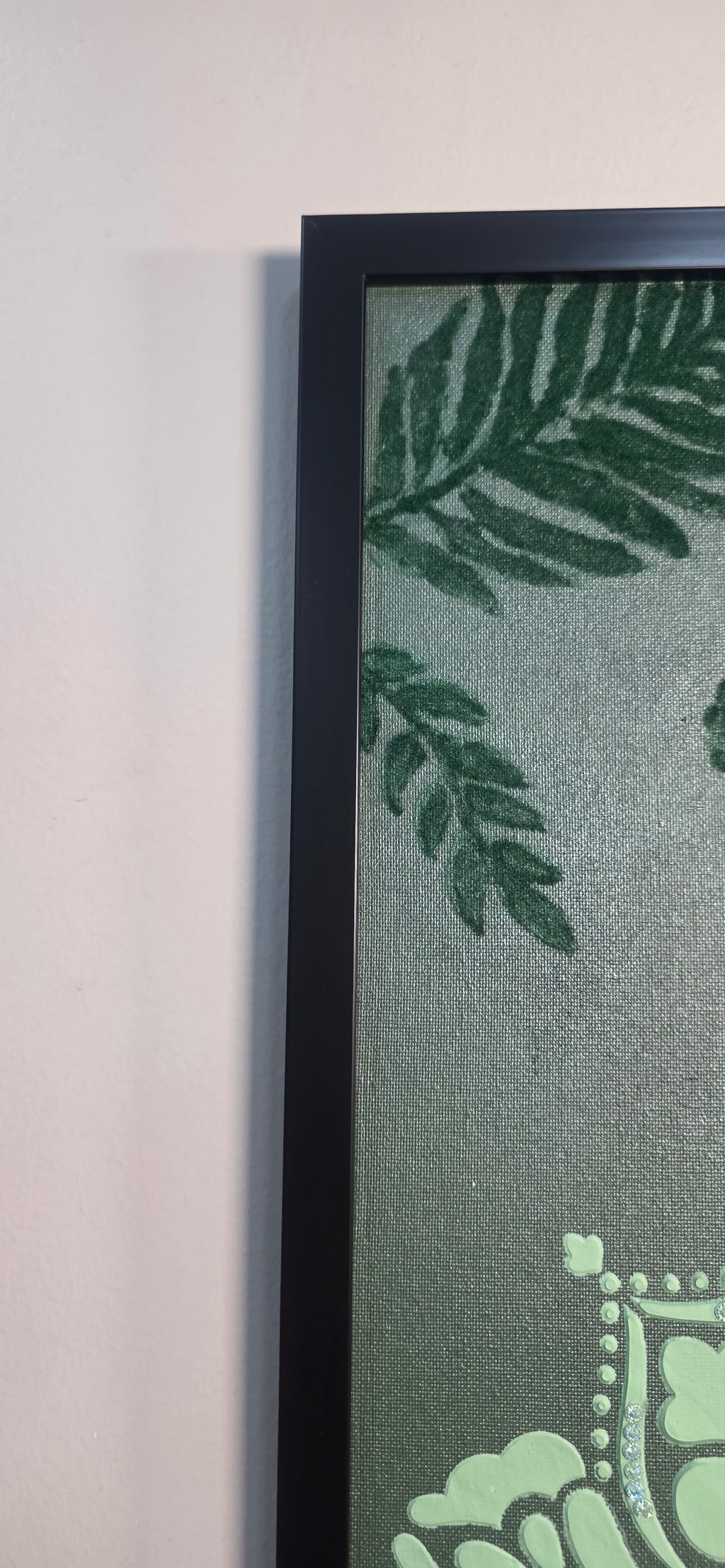 Emerald Mandala Garden – Framed Botanical Mandala Painting, (49*64 cm/19*25 in)