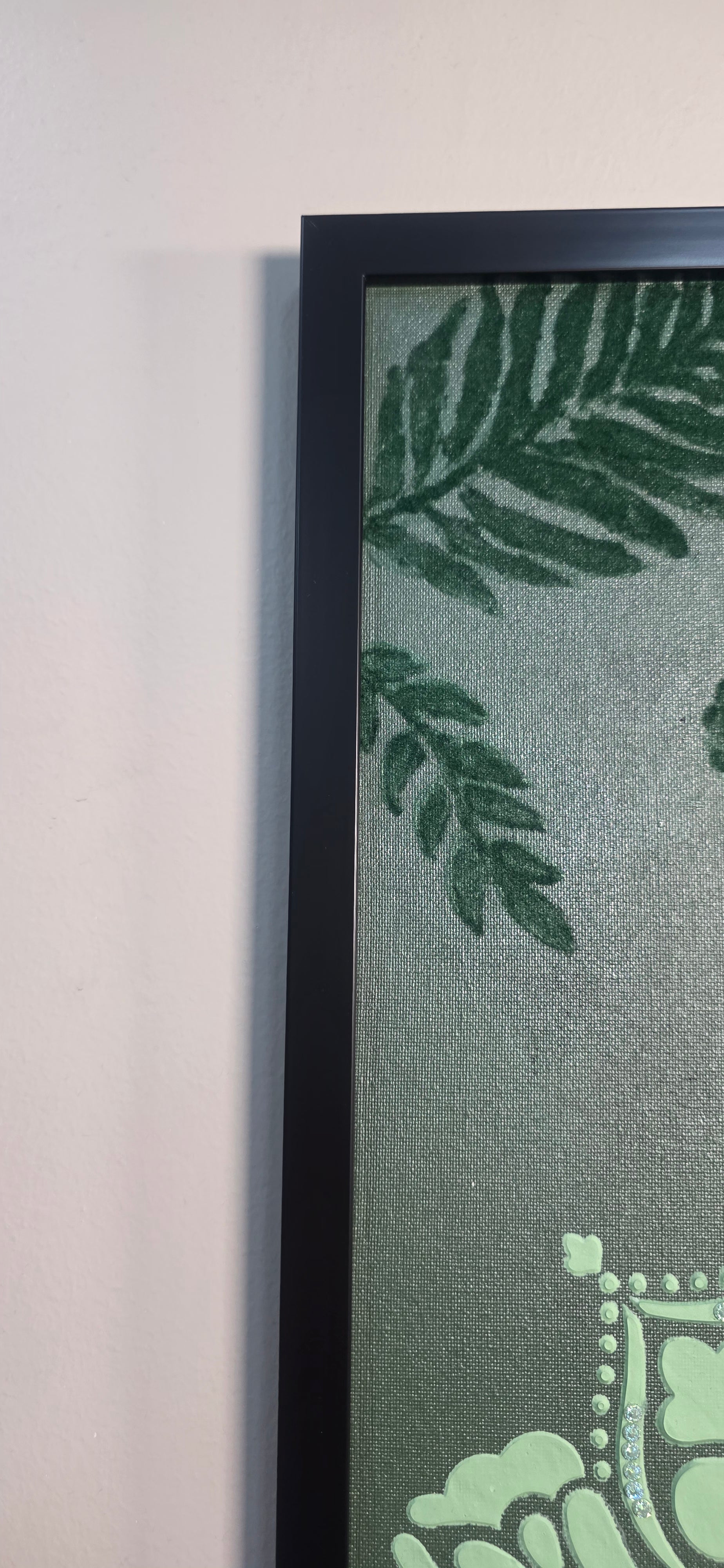 Emerald Mandala Garden – Framed Botanical Mandala Painting, (49*64 cm/19*25 in)