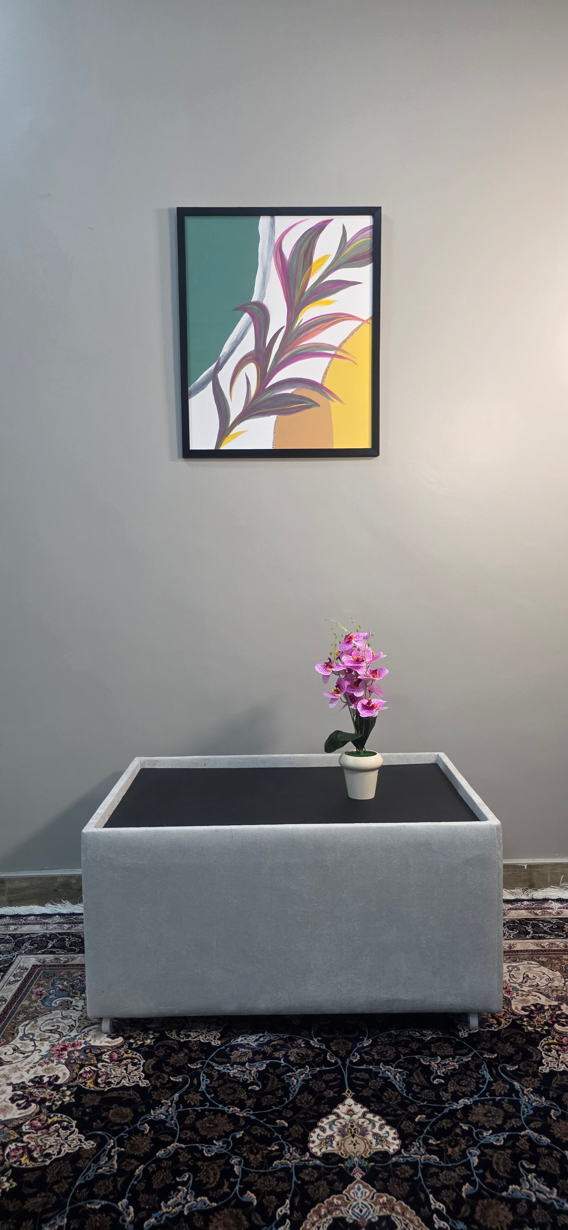 Ripples and Reeds - Acrylic Botanical/Abstract Painting (53*56 cm/21*22in)