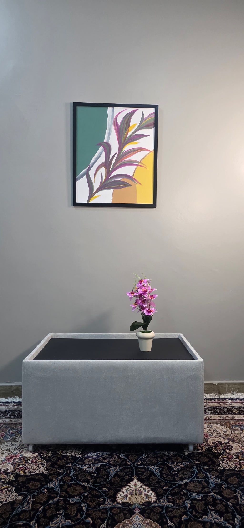 Ripples and Reeds - Acrylic Botanical/Abstract Painting (53*56 cm/21*22in)