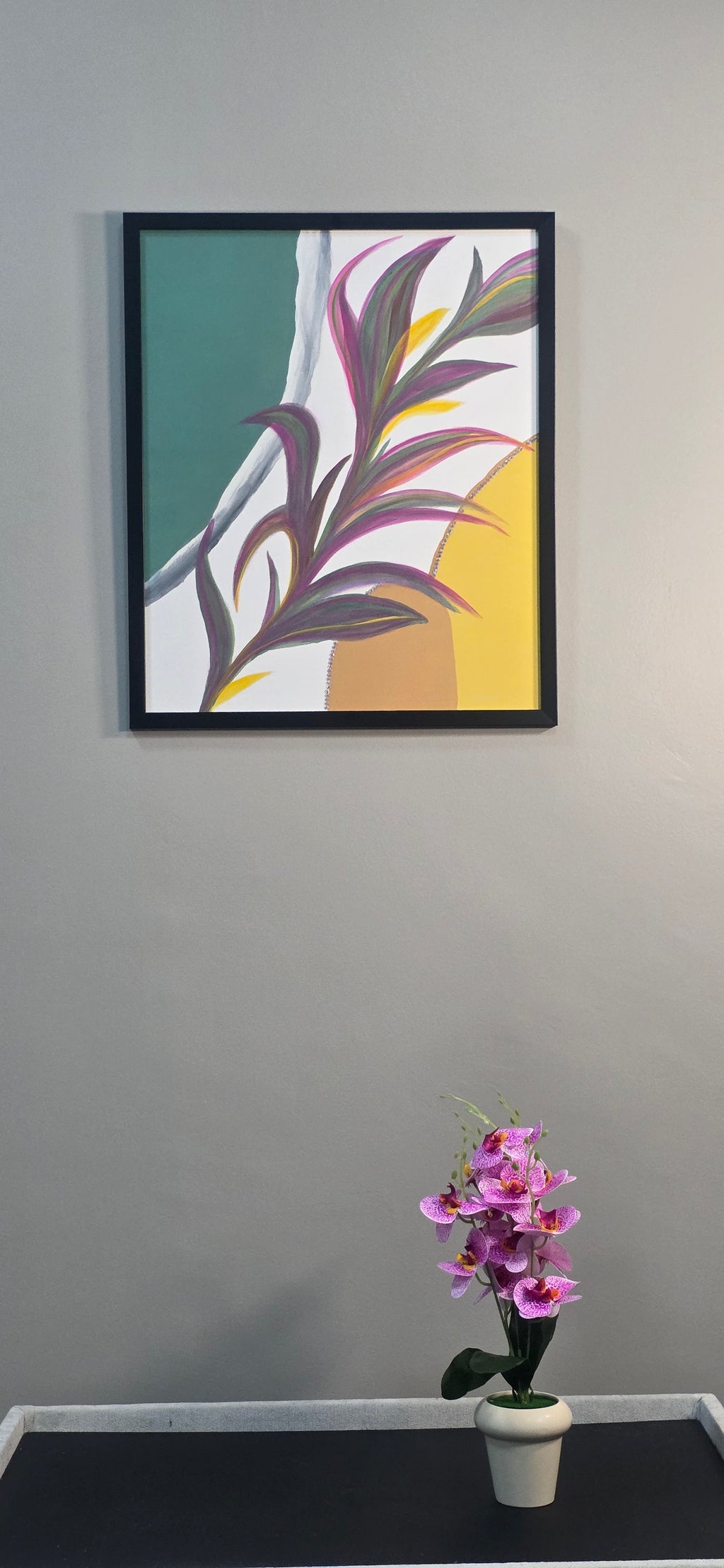 Ripples and Reeds - Acrylic Botanical/Abstract Painting (53*56 cm/21*22in)