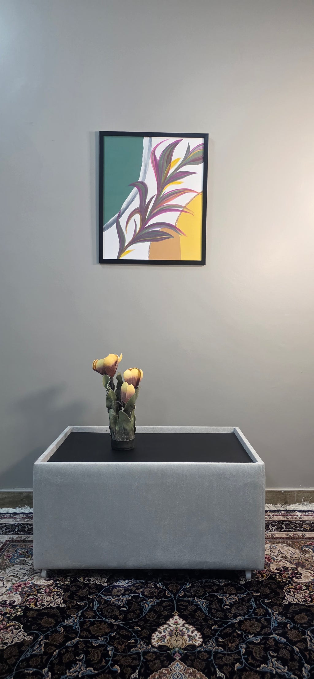 Ripples and Reeds - Acrylic Botanical/Abstract Painting (53*56 cm/21*22in)