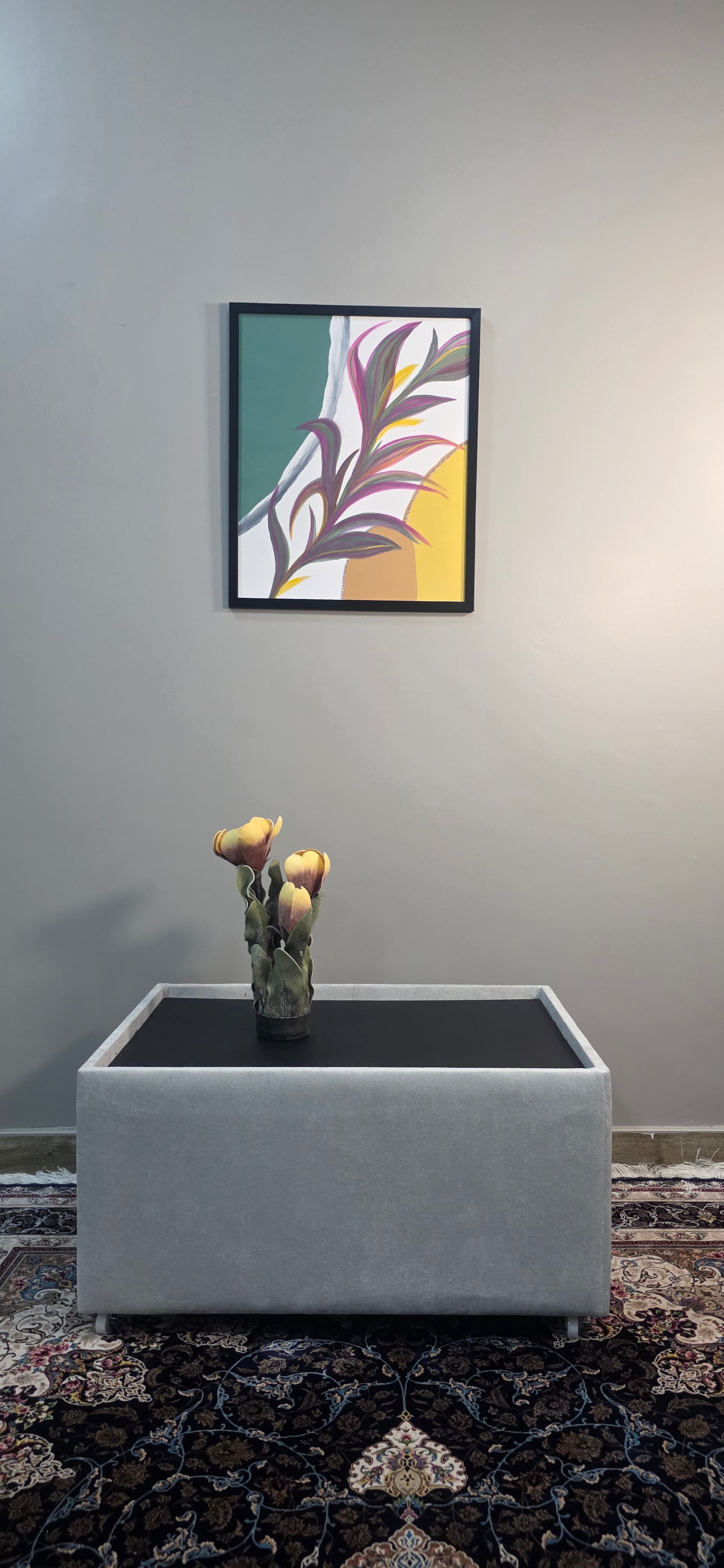 Ripples and Reeds - Acrylic Botanical/Abstract Painting (53*56 cm/21*22in)