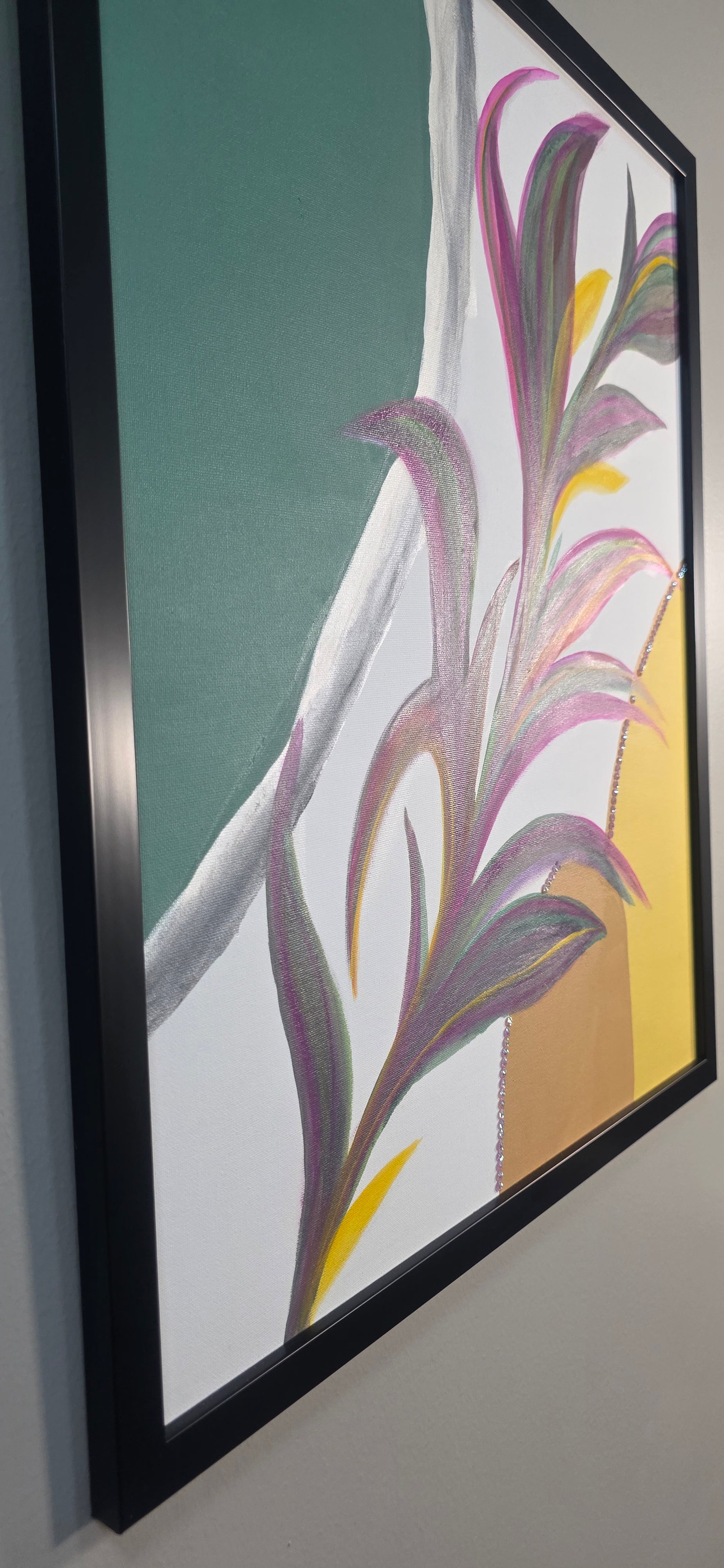 Ripples and Reeds - Acrylic Botanical/Abstract Painting (53*56 cm/21*22in)