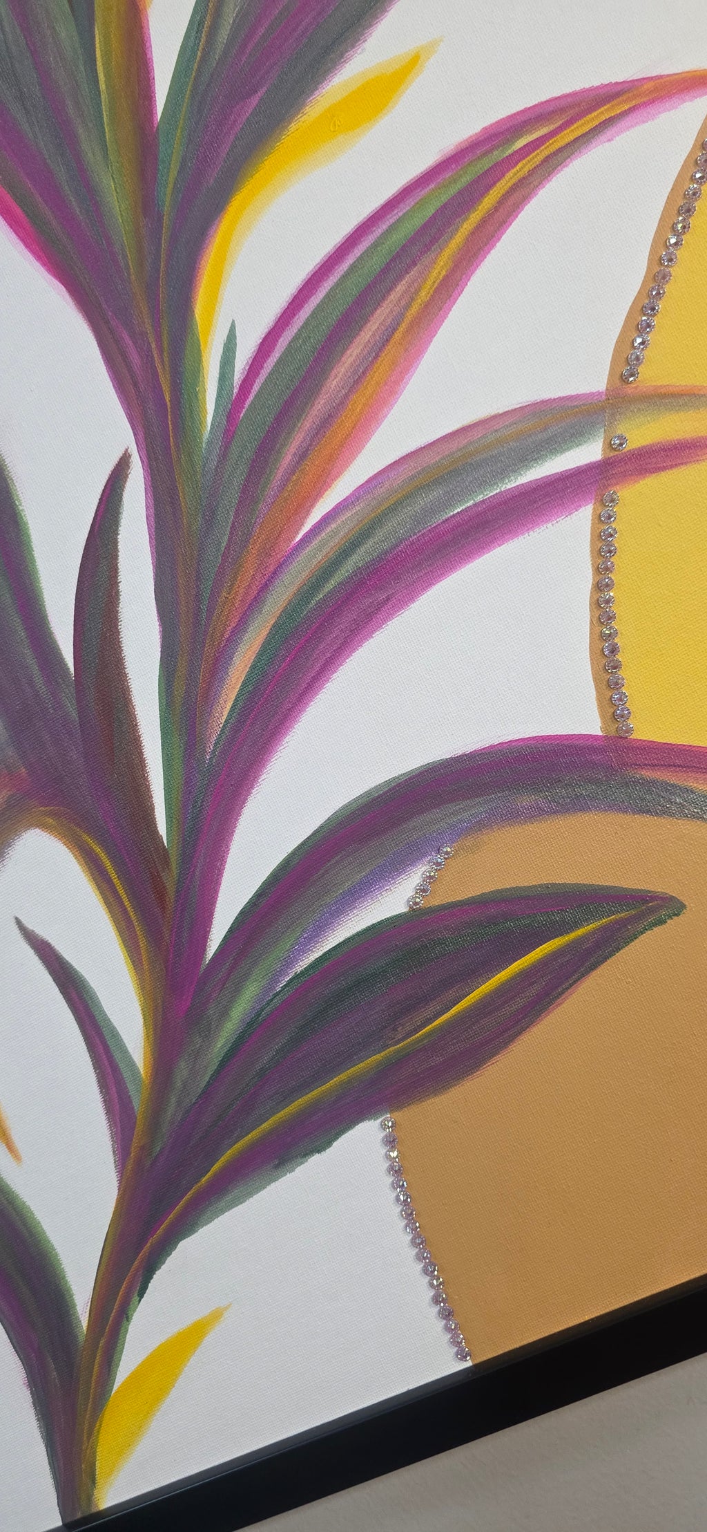 Ripples and Reeds - Acrylic Botanical/Abstract Painting (53*56 cm/21*22in)