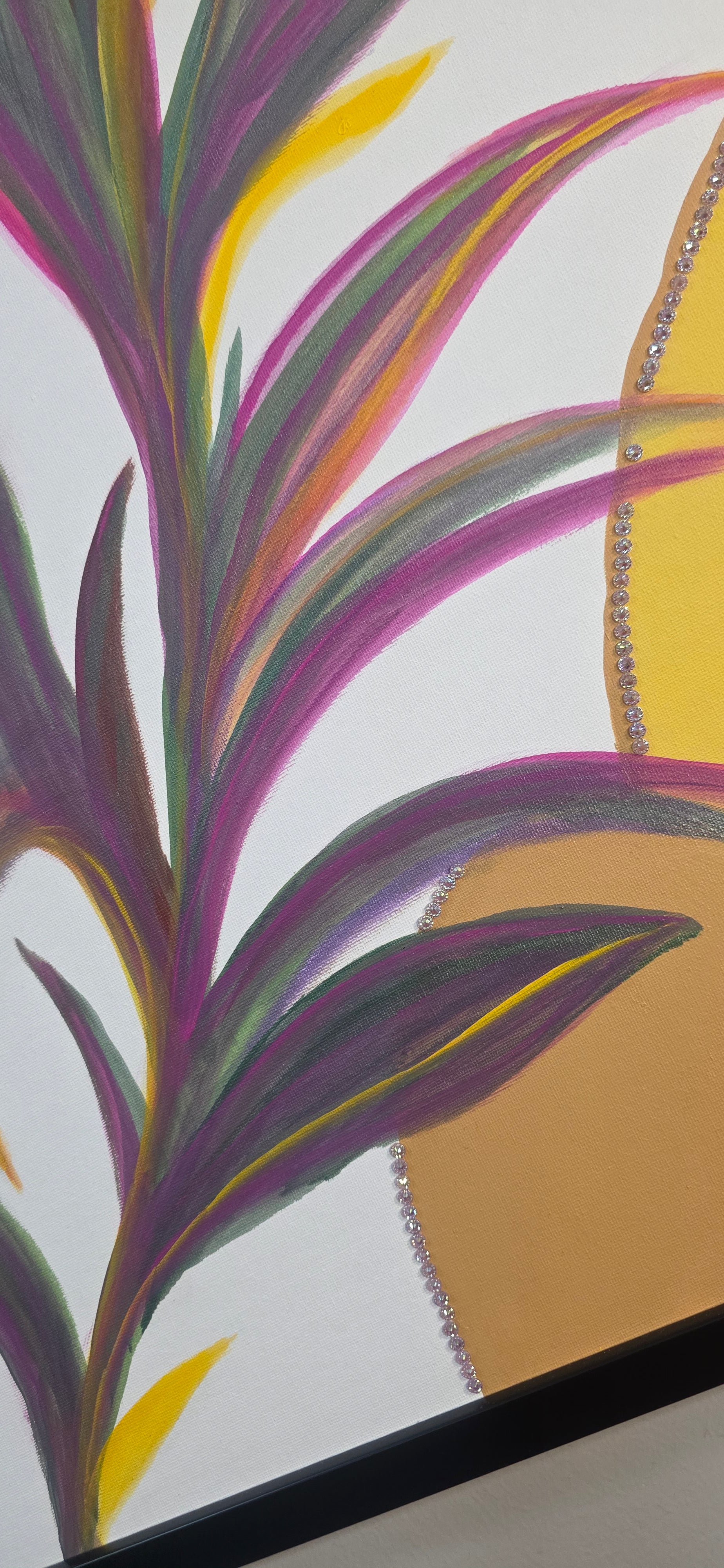 Ripples and Reeds - Acrylic Botanical/Abstract Painting (53*56 cm/21*22in)