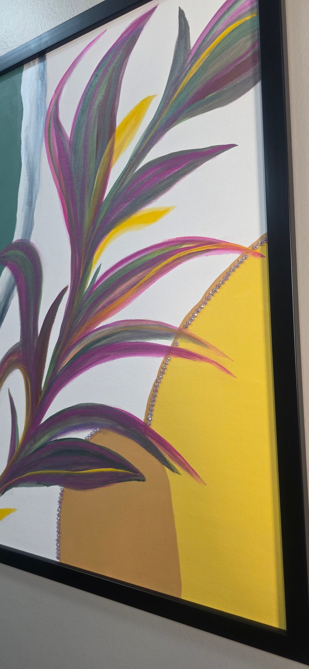 Ripples and Reeds - Acrylic Botanical/Abstract Painting (53*56 cm/21*22in)