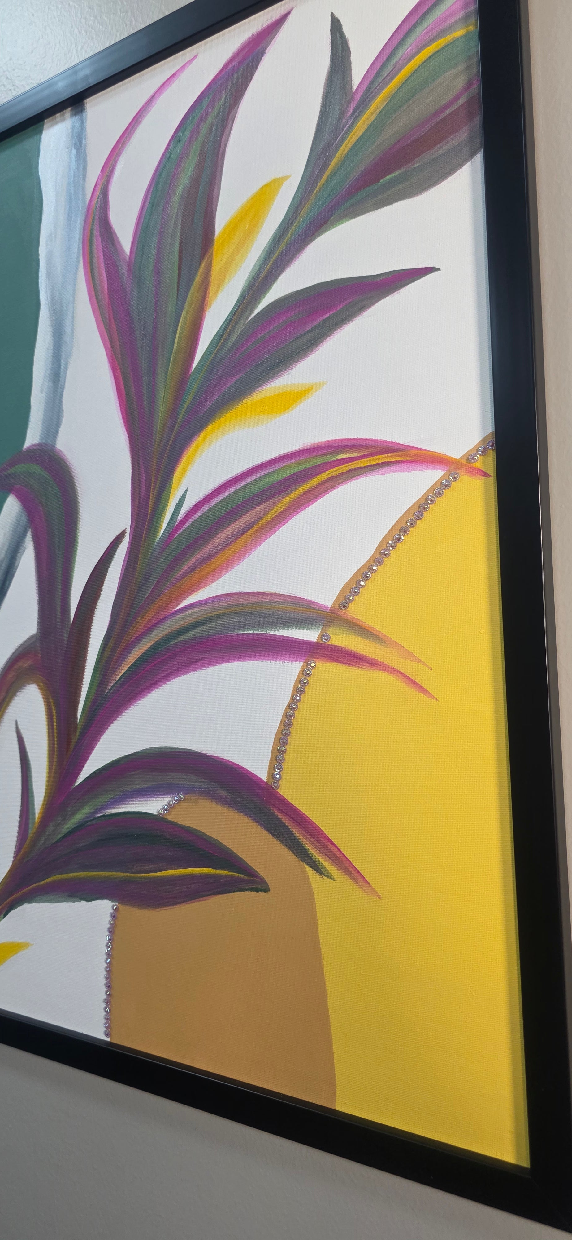 Ripples and Reeds - Acrylic Botanical/Abstract Painting (53*56 cm/21*22in)