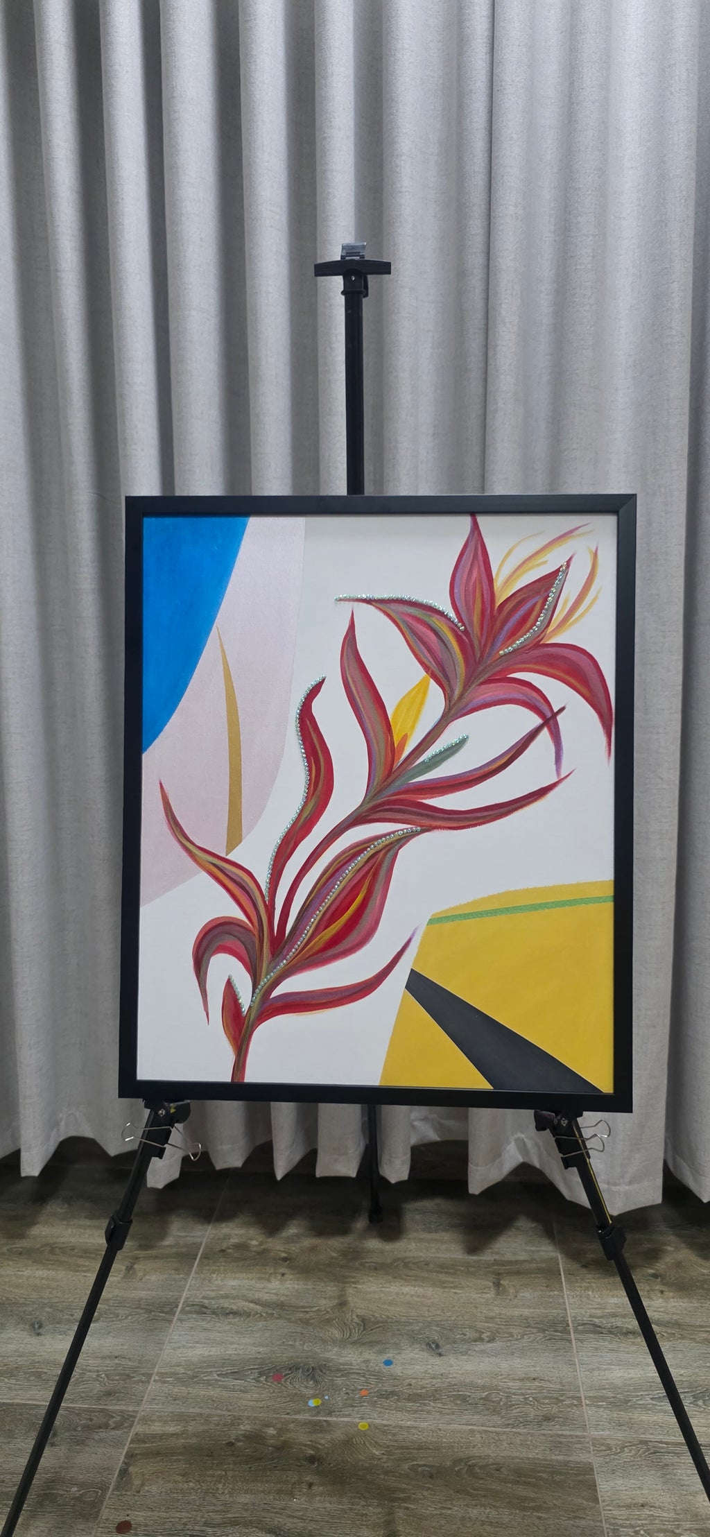 Heliconia Bloom - Abstract Flower Acrylic Painting, (68*57 cm / 27*22 in)