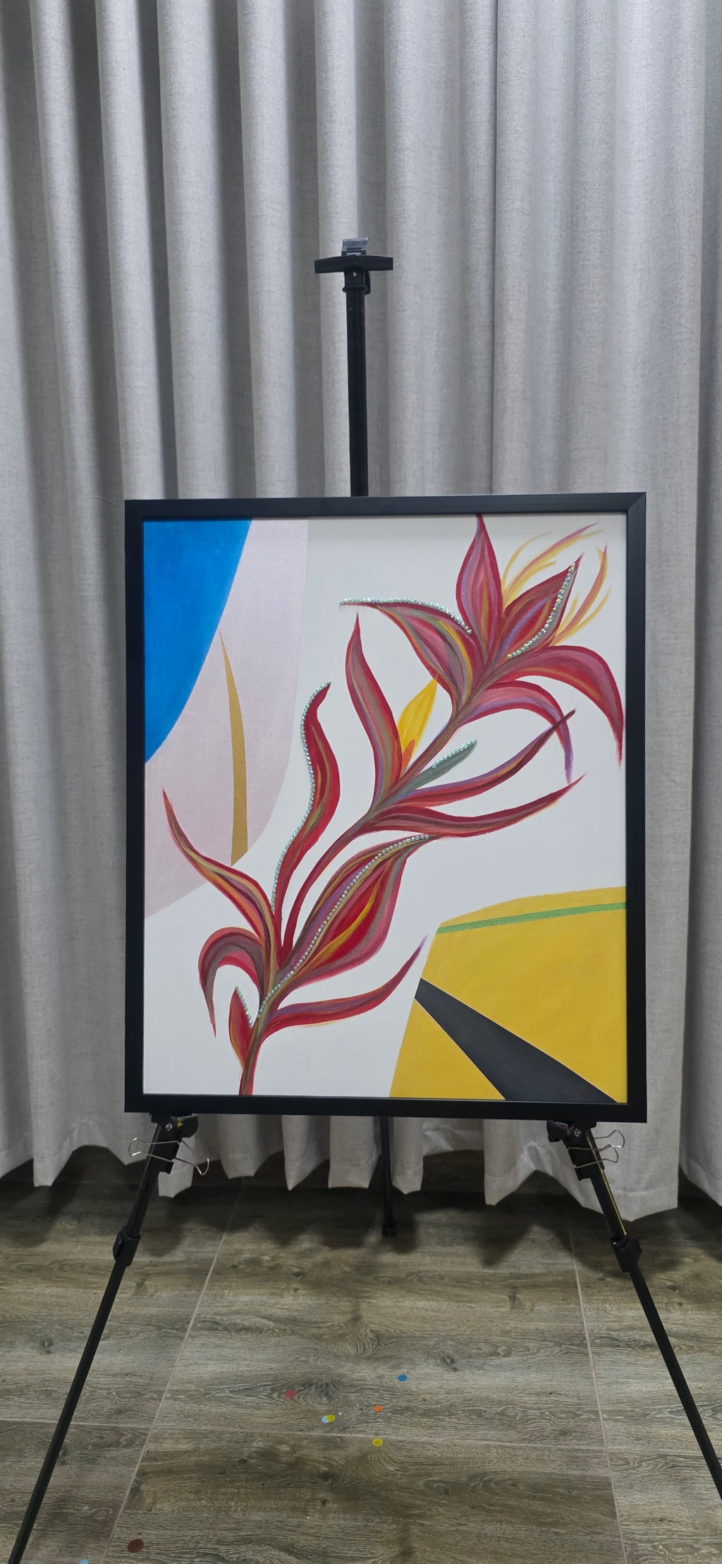 Heliconia Bloom - Abstract Flower Acrylic Painting, (68*57 cm / 27*22 in)