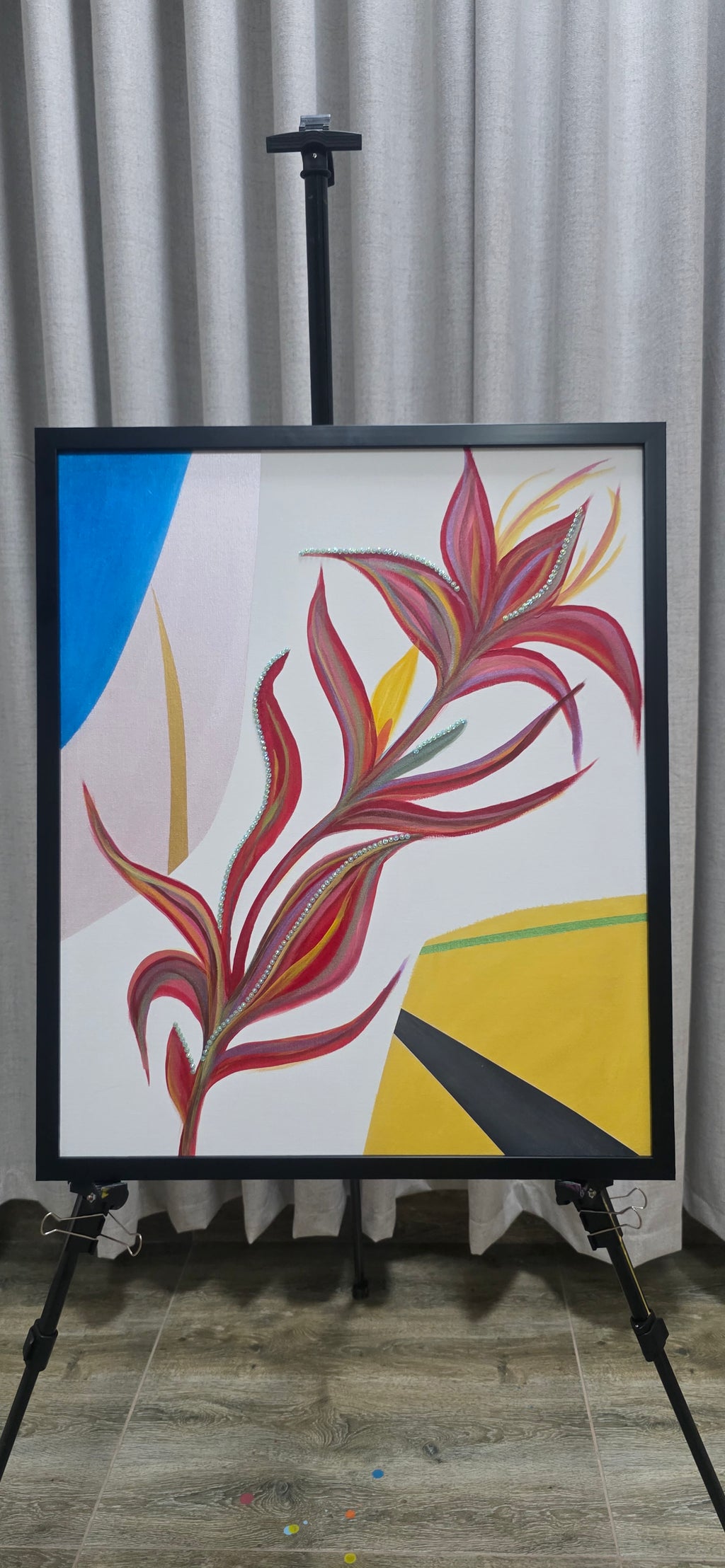 Heliconia Bloom - Abstract Flower Acrylic Painting, (68*57 cm / 27*22 in)