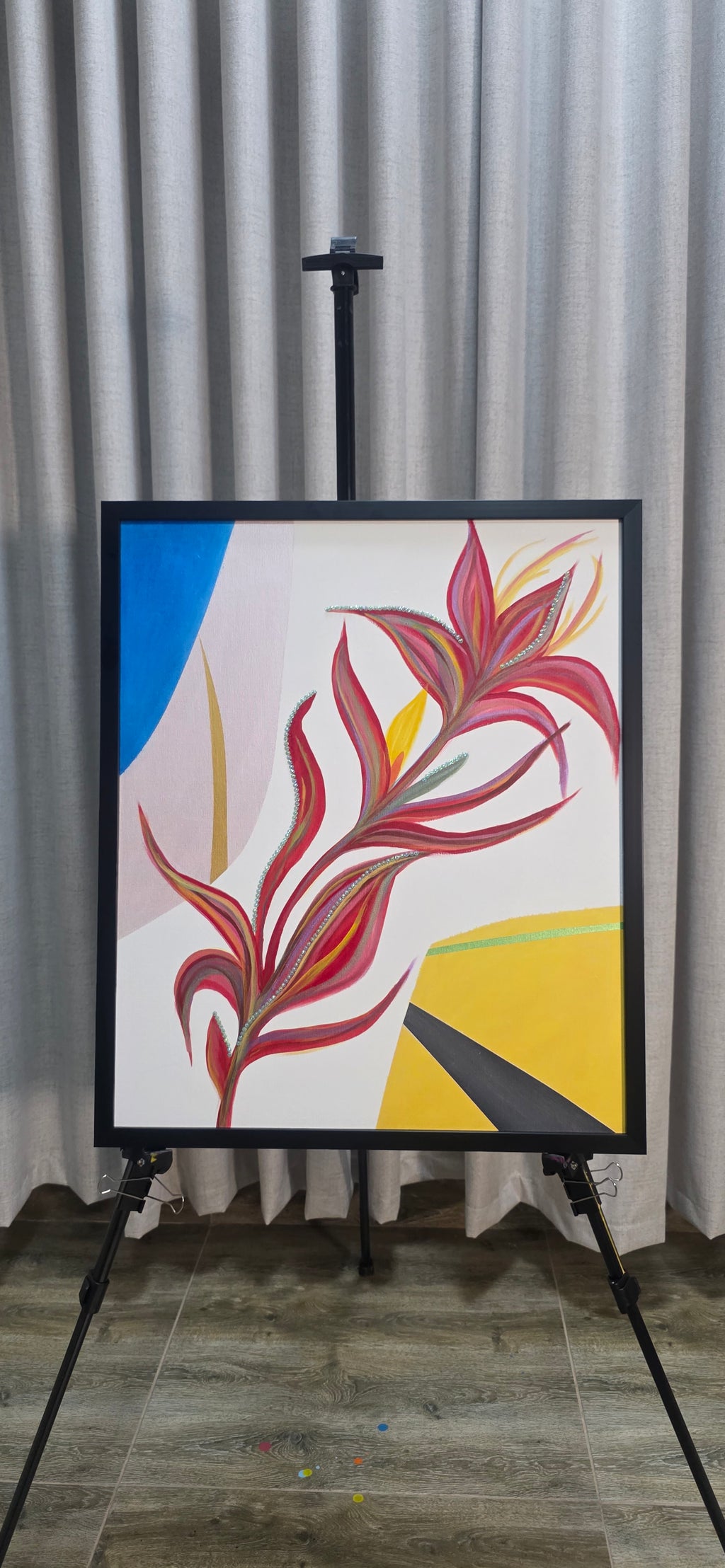 Heliconia Bloom - Abstract Flower Acrylic Painting, (68*57 cm / 27*22 in)