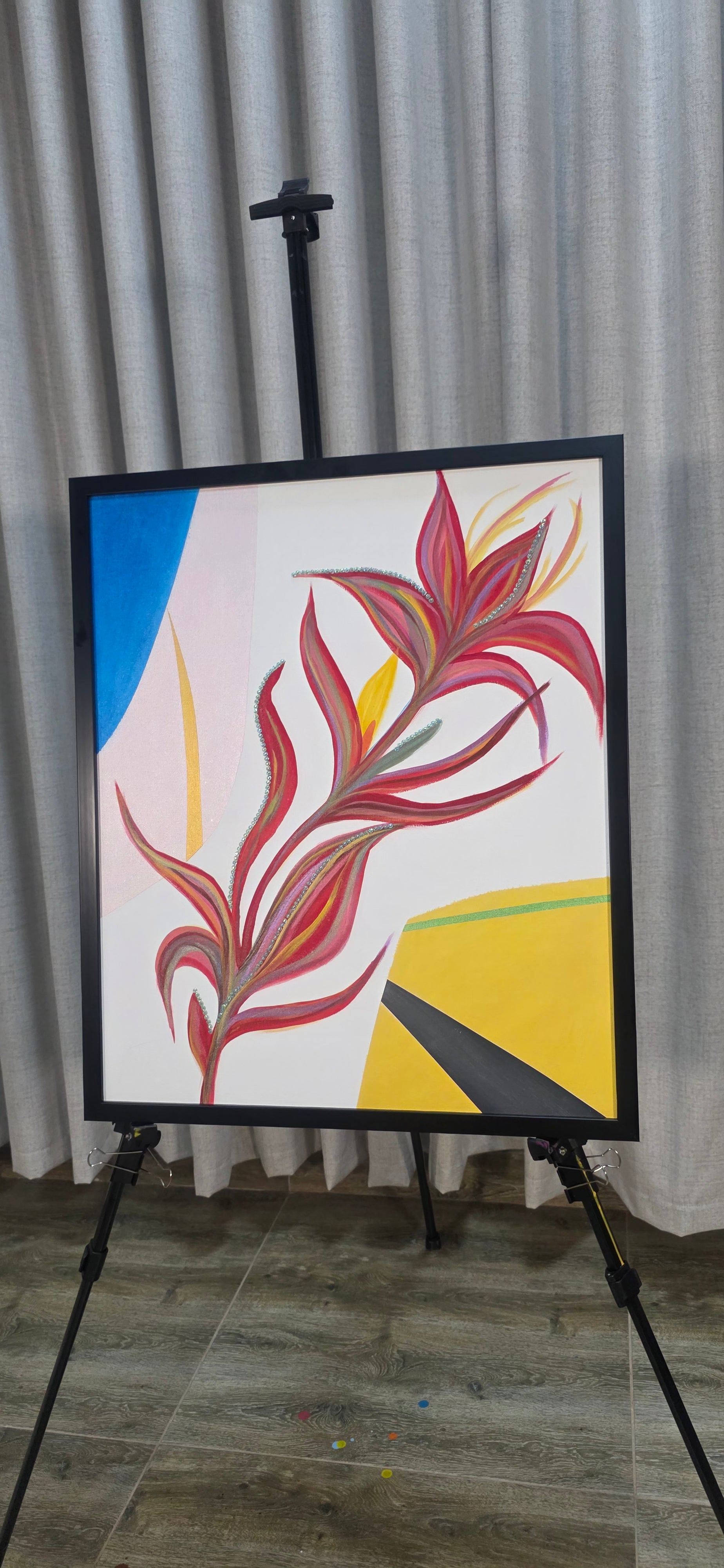 Heliconia Bloom - Abstract Flower Acrylic Painting, (68*57 cm / 27*22 in)
