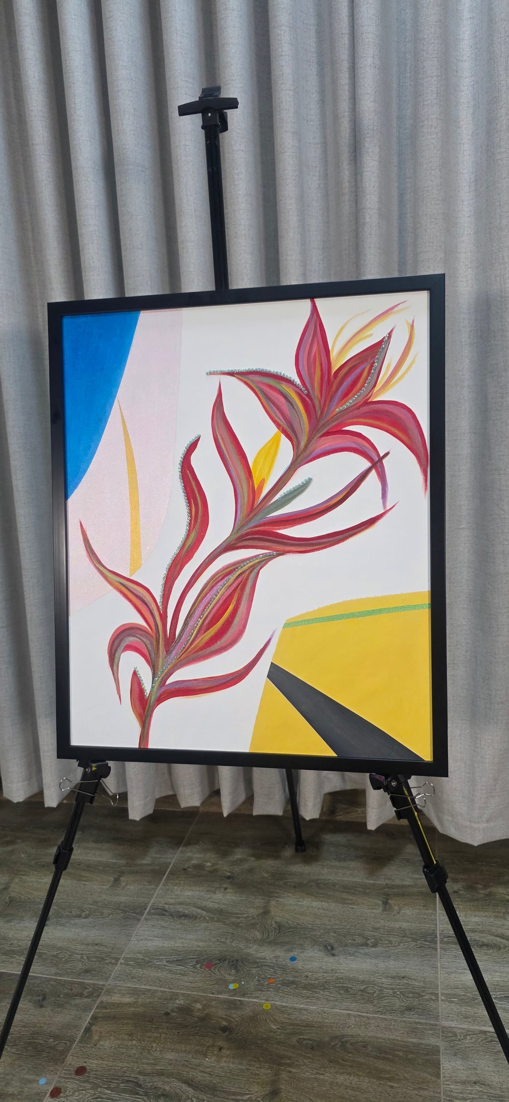 Heliconia Bloom - Abstract Flower Acrylic Painting, (68*57 cm / 27*22 in)
