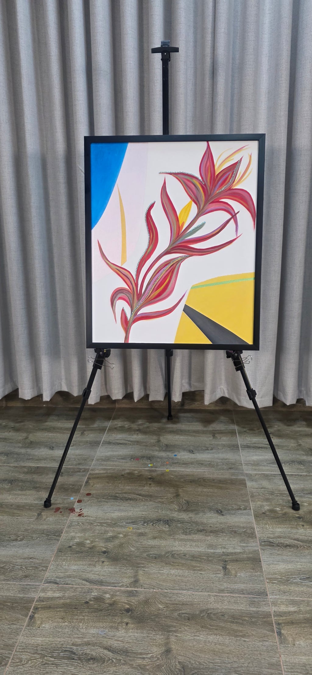 Heliconia Bloom - Abstract Flower Acrylic Painting, (68*57 cm / 27*22 in)