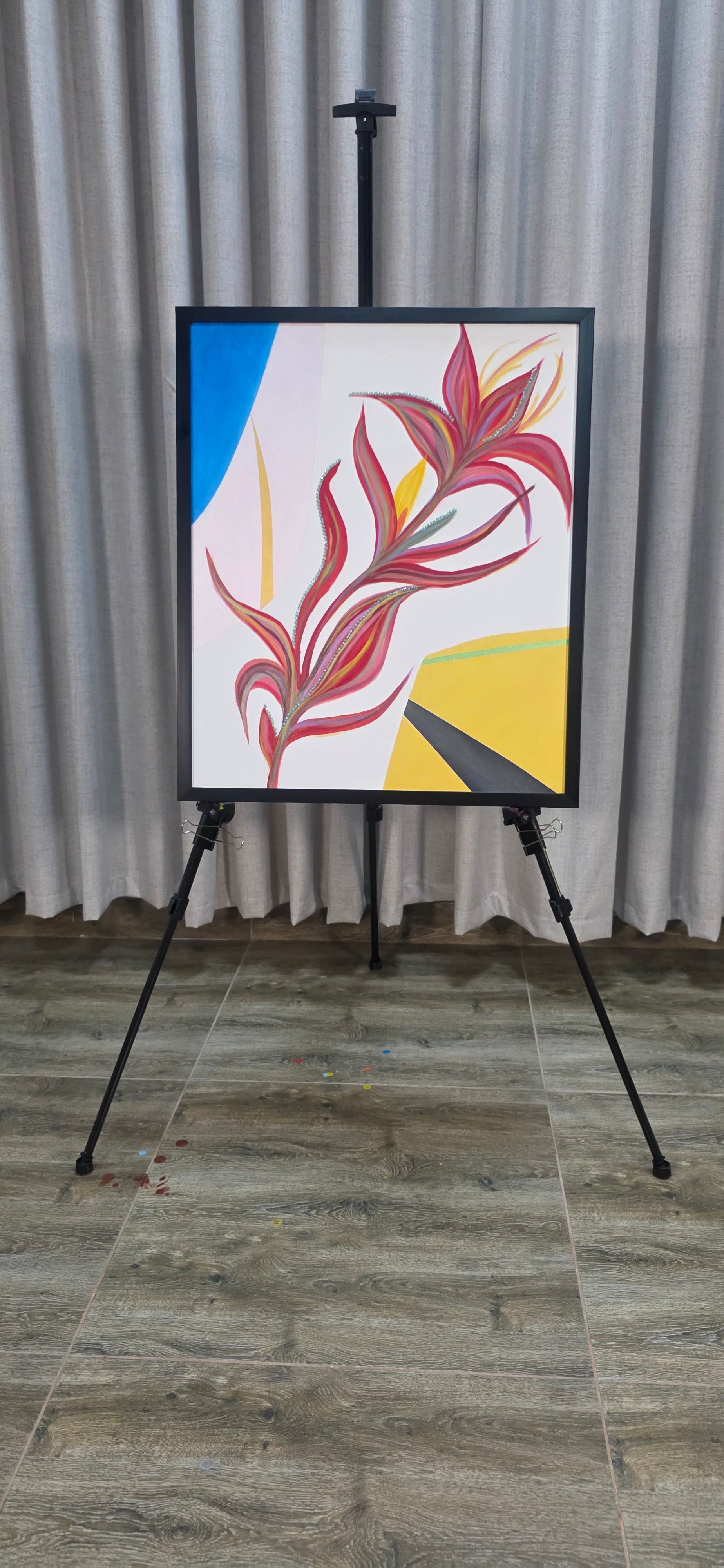 Heliconia Bloom - Abstract Flower Acrylic Painting, (68*57 cm / 27*22 in)