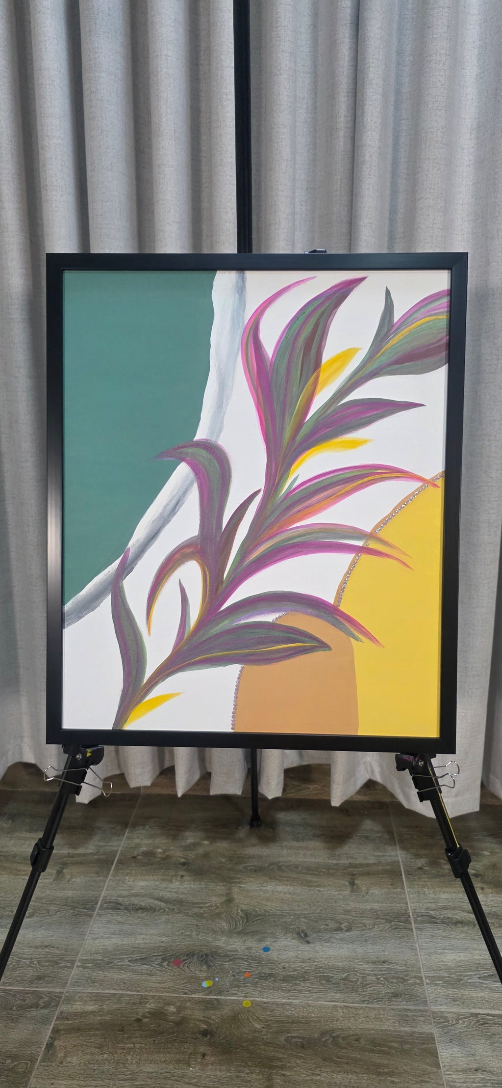 Ripples and Reeds - Acrylic Botanical/Abstract Painting (53*56 cm/21*22in)