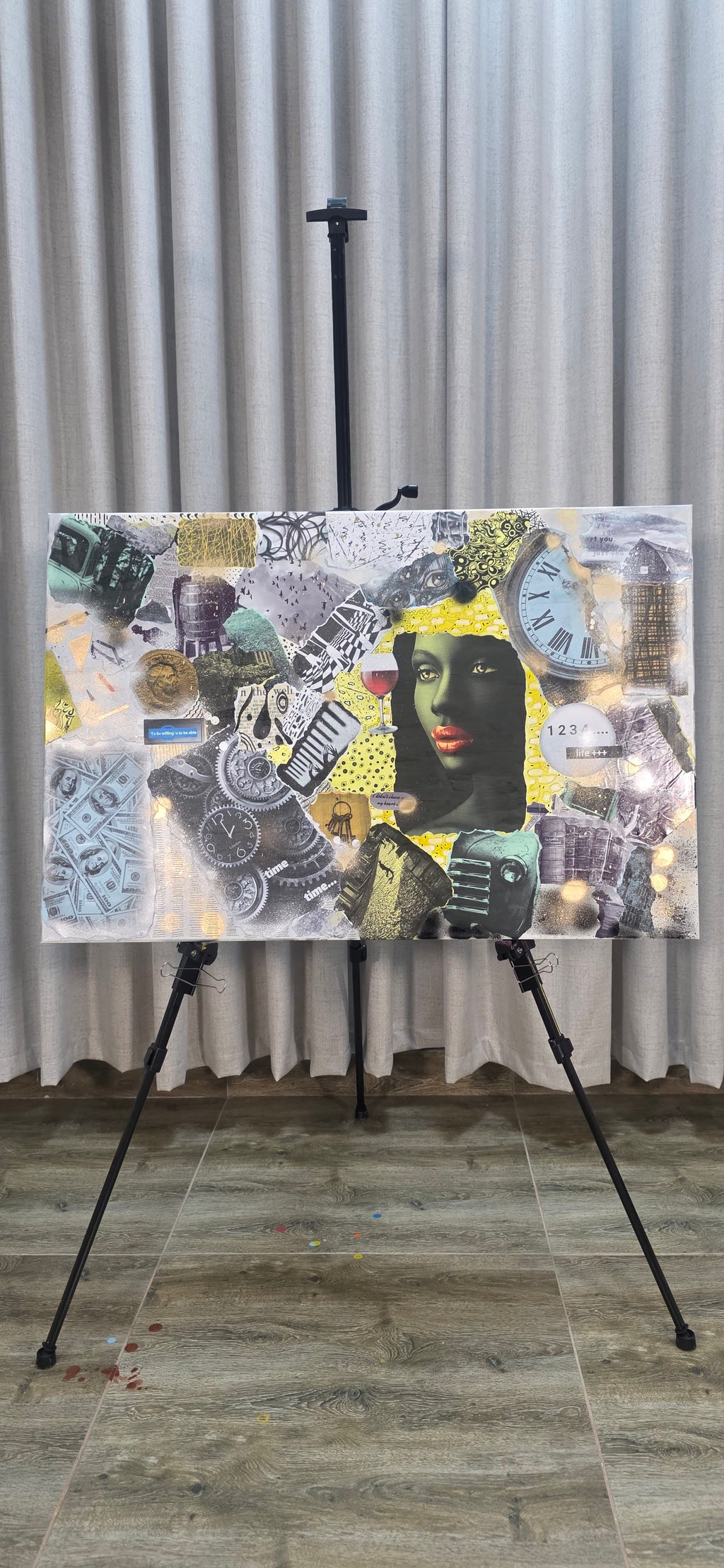 Her Time, Her Story - mixed-media of modern life and private world (60*90 cm/24*35 in)