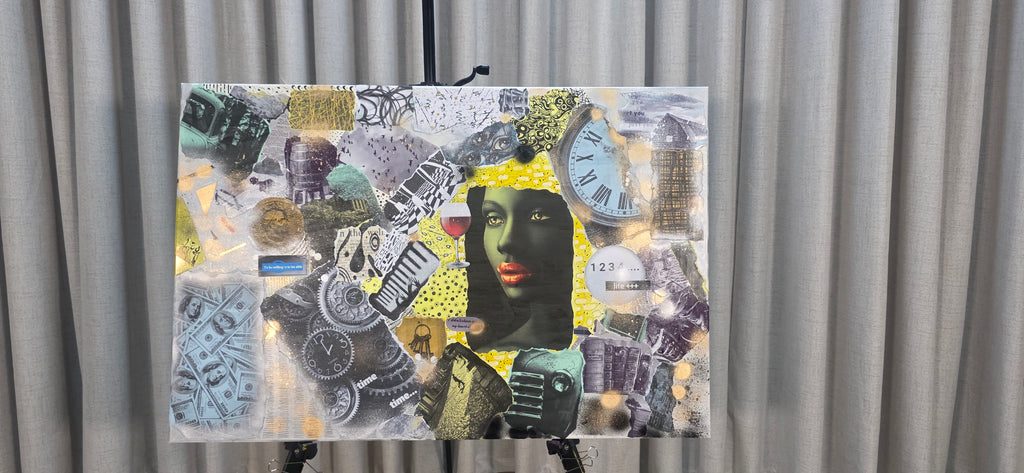 Her Time, Her Story - mixed-media of modern life and private world (60*90 cm/24*35 in)