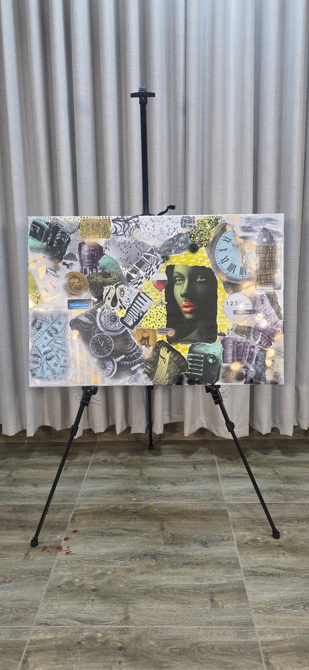 Her Time, Her Story - mixed-media of modern life and private world (60*90 cm/24*35 in)