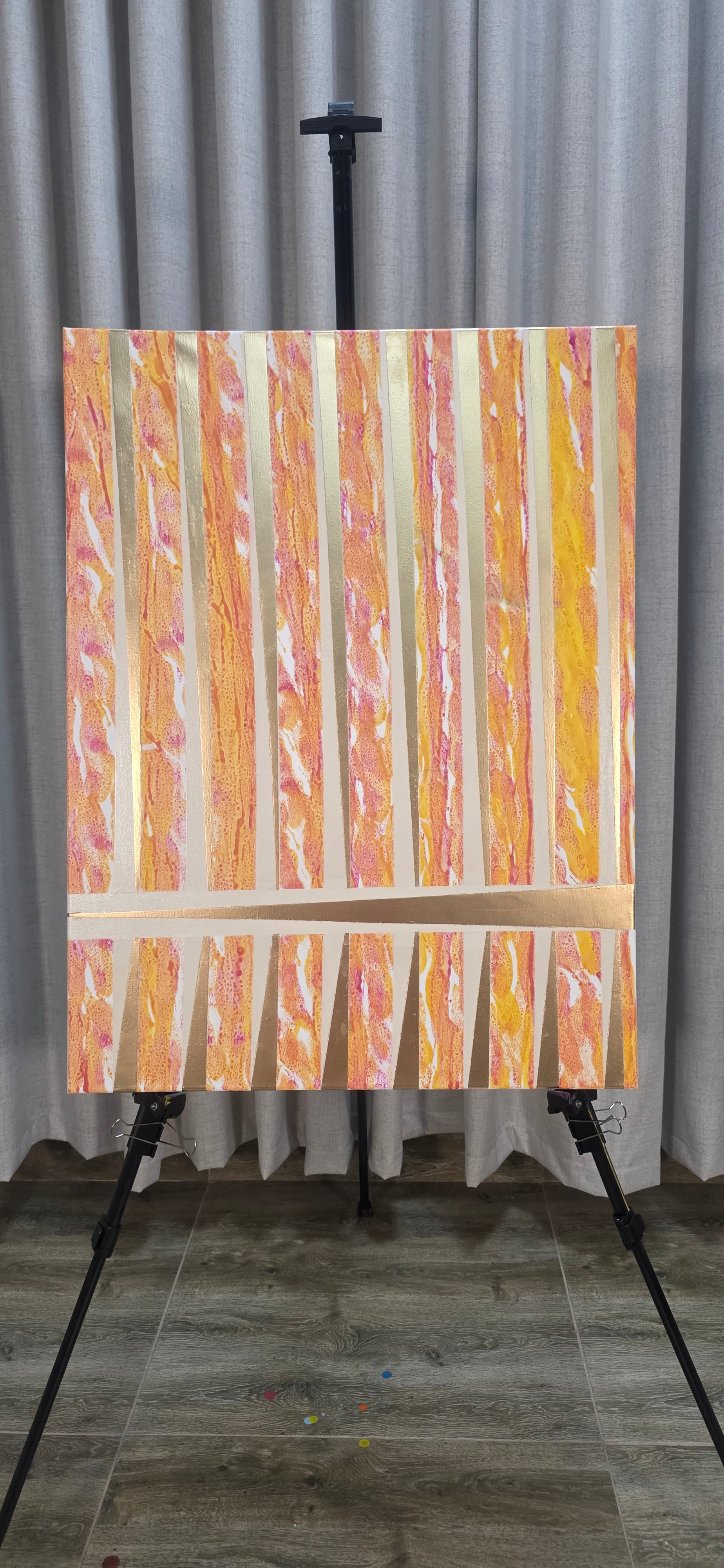 Urban Rhythm – Stripe Abstract Acrylic Painting (60*80 cm/24*31 in)