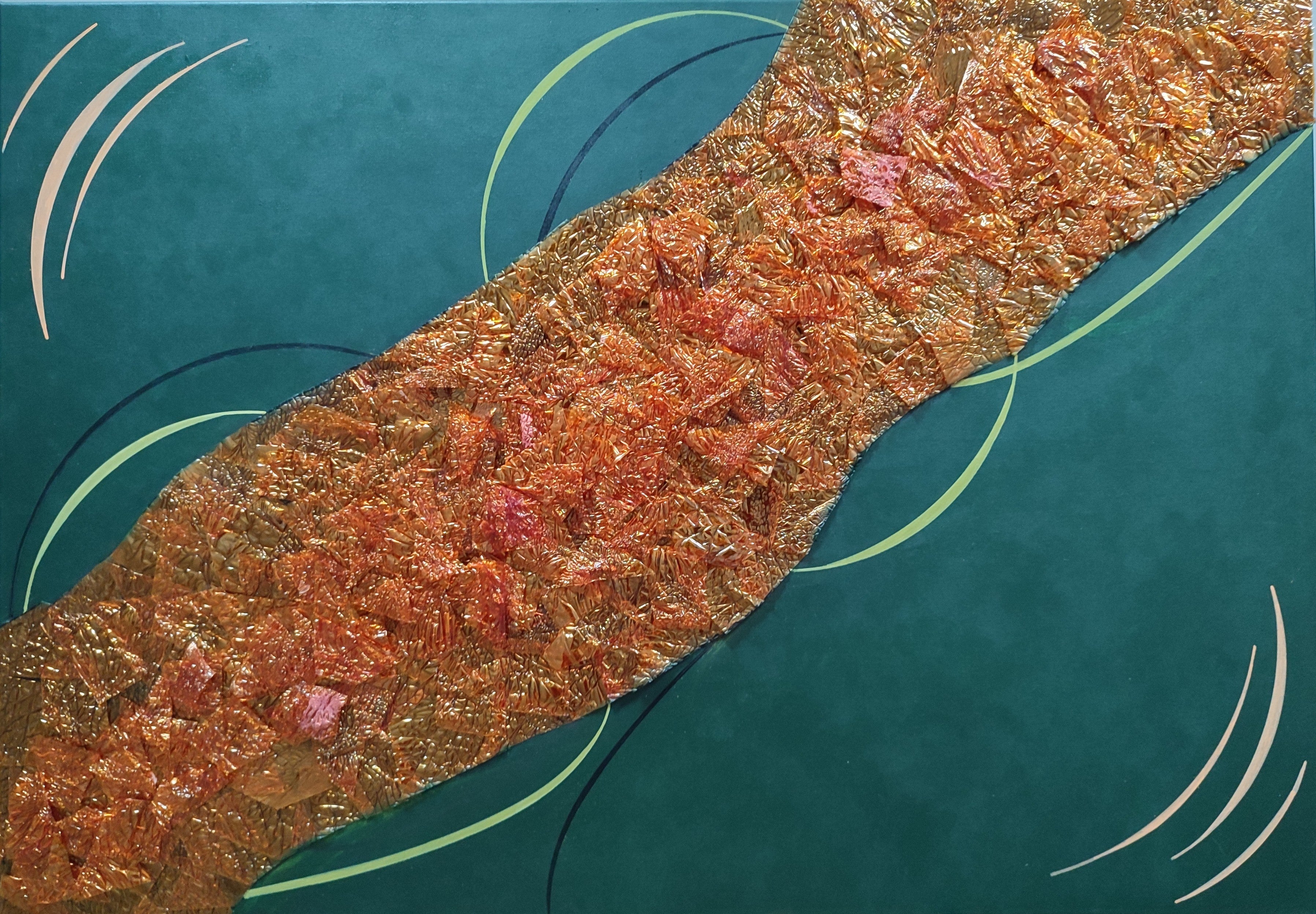 copper current mixed media modern luxury painting board with frame