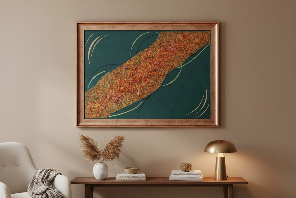 copper current mixed media modern luxury painting board with frame